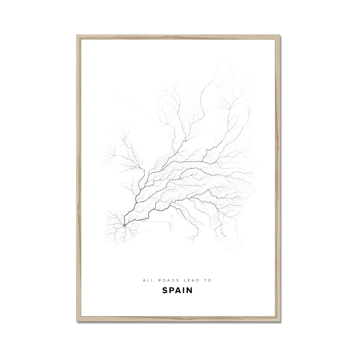 All roads lead to Spain Fine Art Map Print