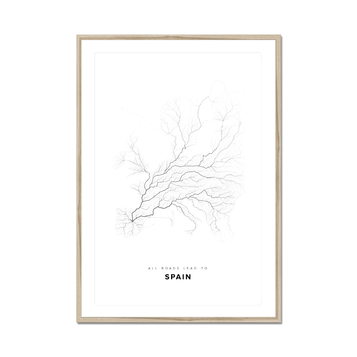 All roads lead to Spain Fine Art Map Print