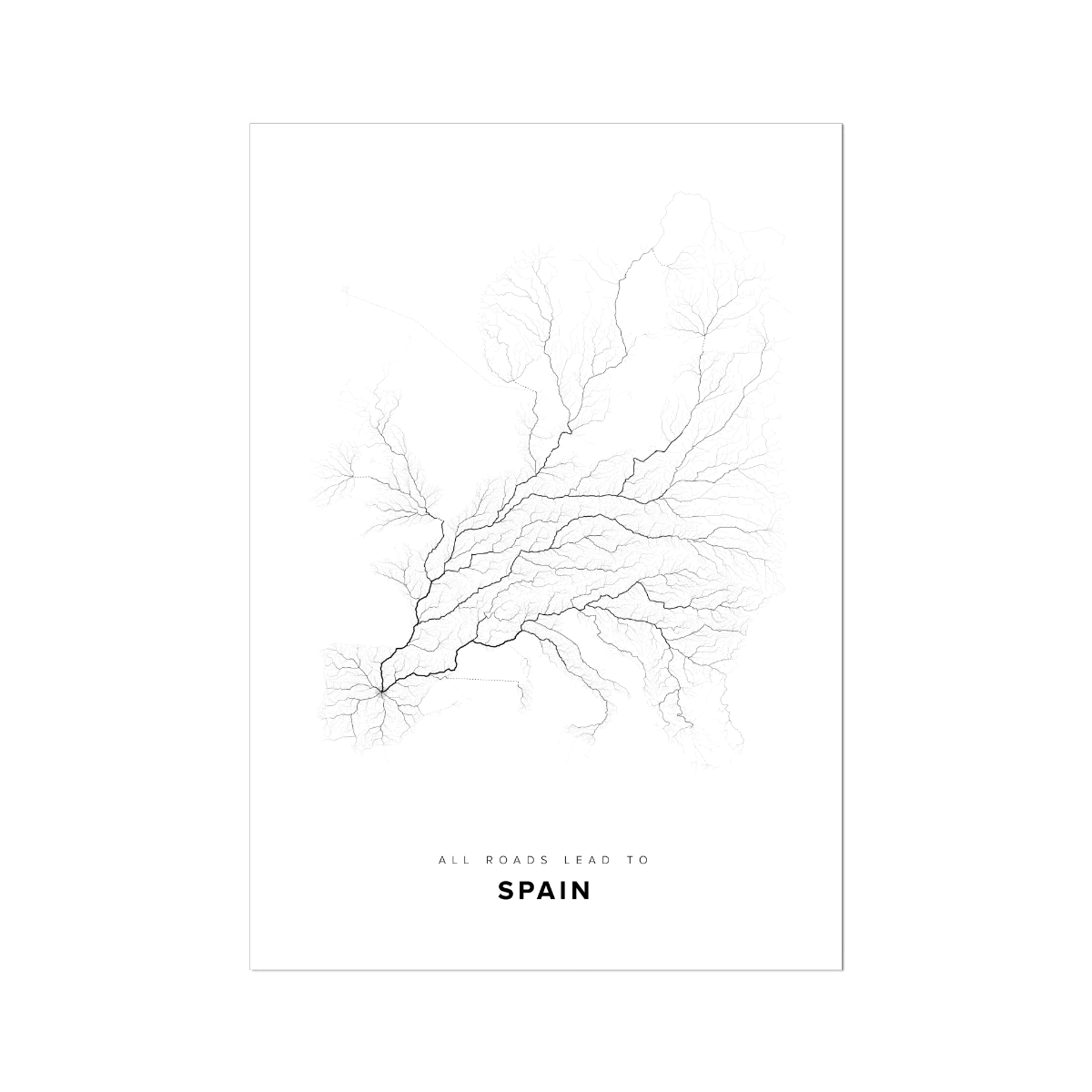All roads lead to Spain Fine Art Map Print
