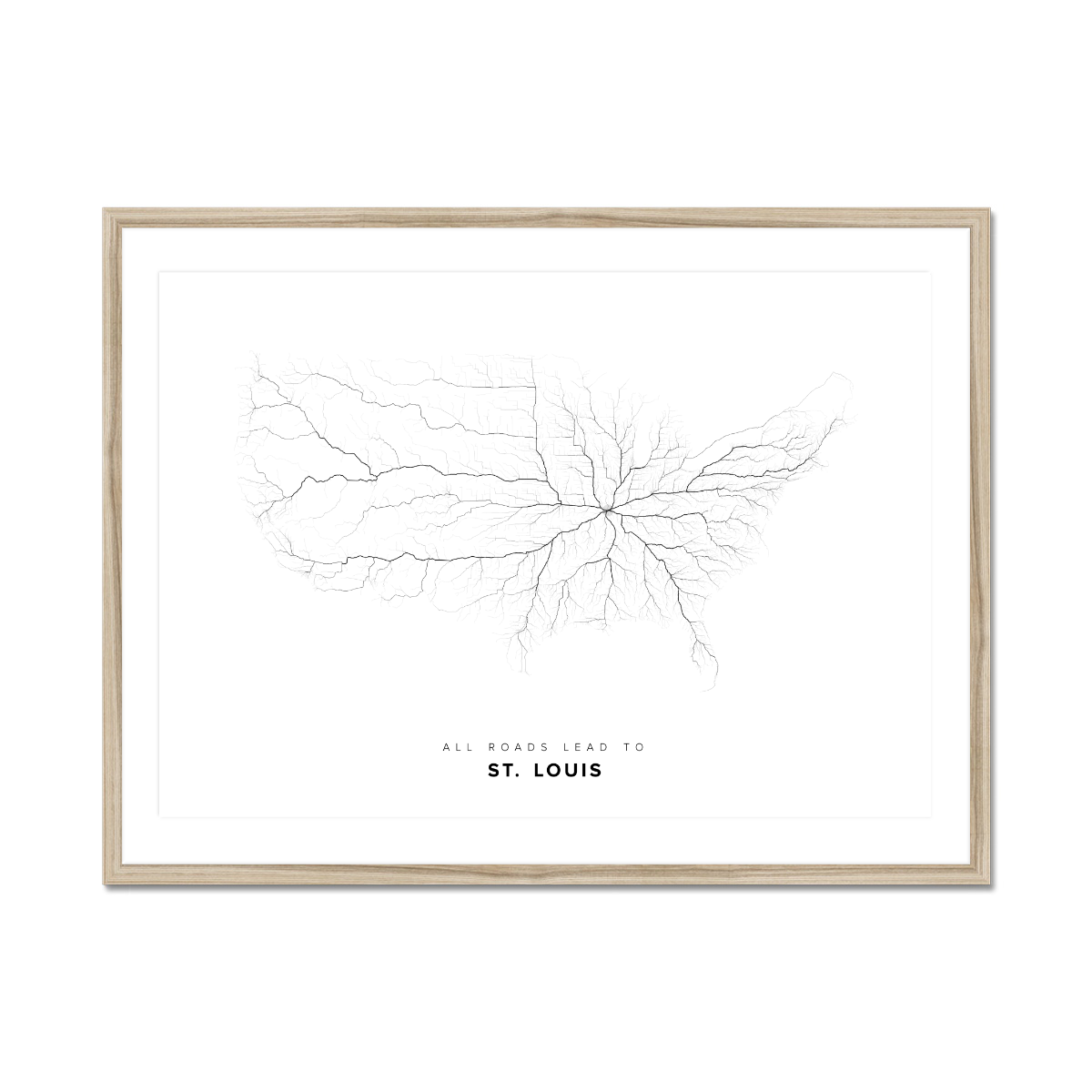 All roads lead to St. Louis (United States of America) Fine Art Map Print