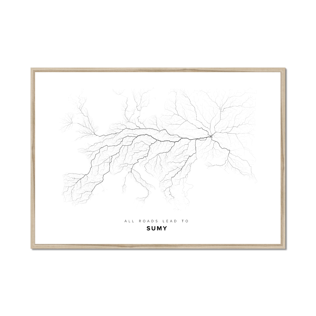 All roads lead to Sumy (Ukraine) Fine Art Map Print