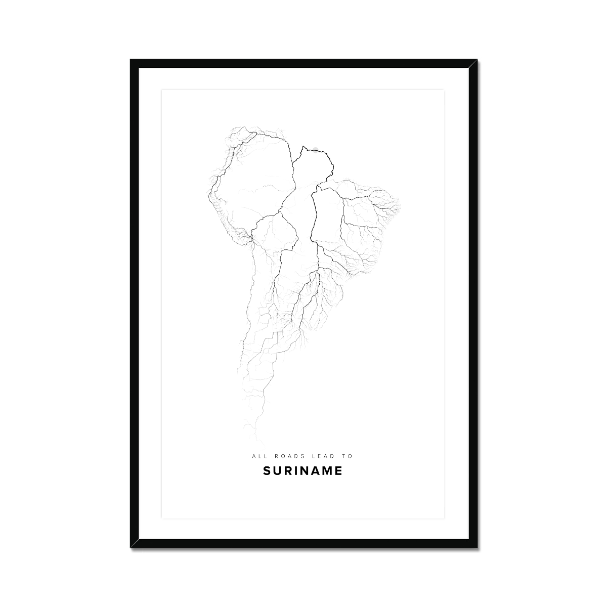 All roads lead to Suriname Fine Art Map Print