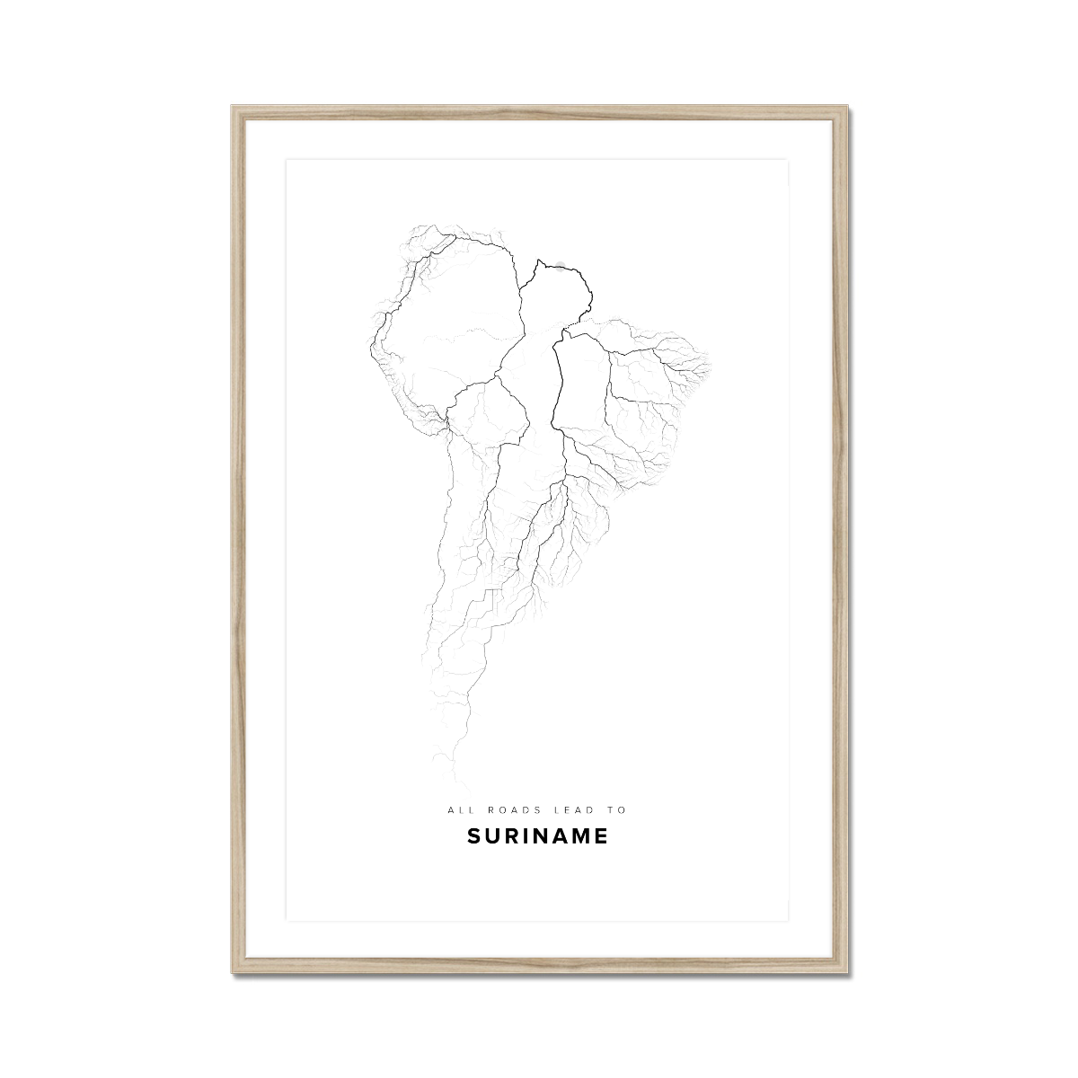 All roads lead to Suriname Fine Art Map Print