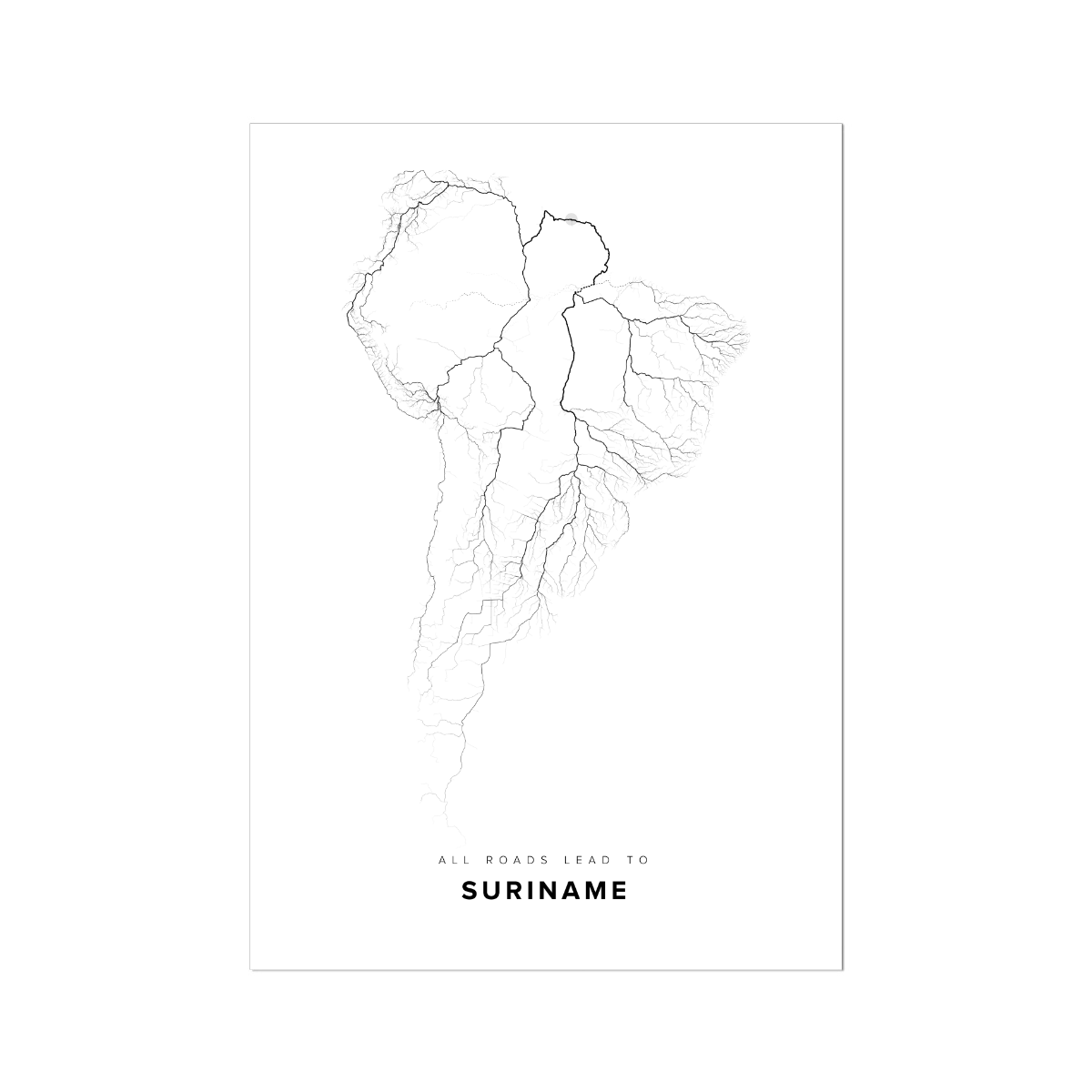 All roads lead to Suriname Fine Art Map Print
