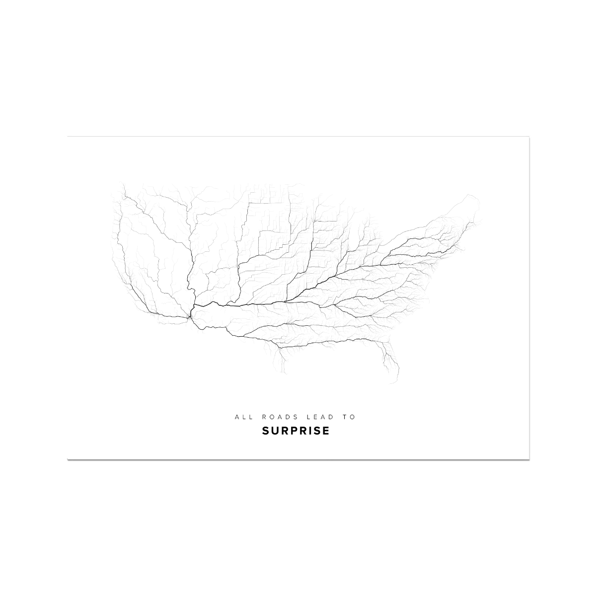 All roads lead to Surprise (United States of America) Fine Art Map Print