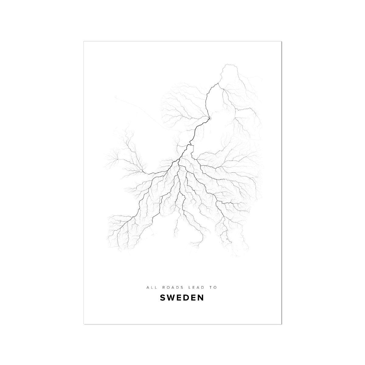 All roads lead to Sweden Fine Art Map Print