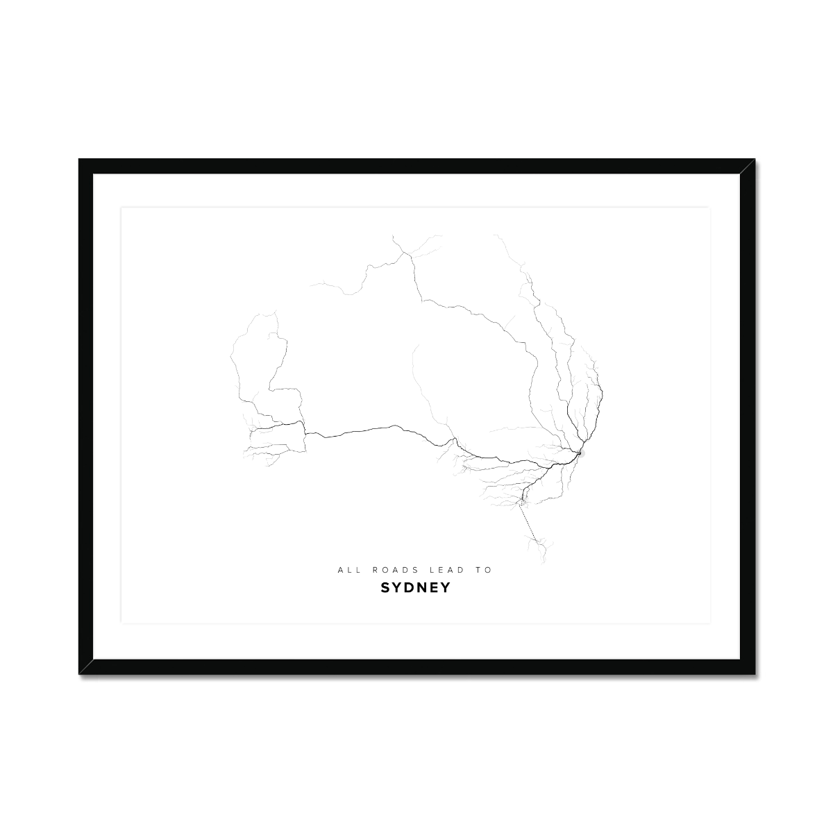 All roads lead to Sydney (Australia) Fine Art Map Print
