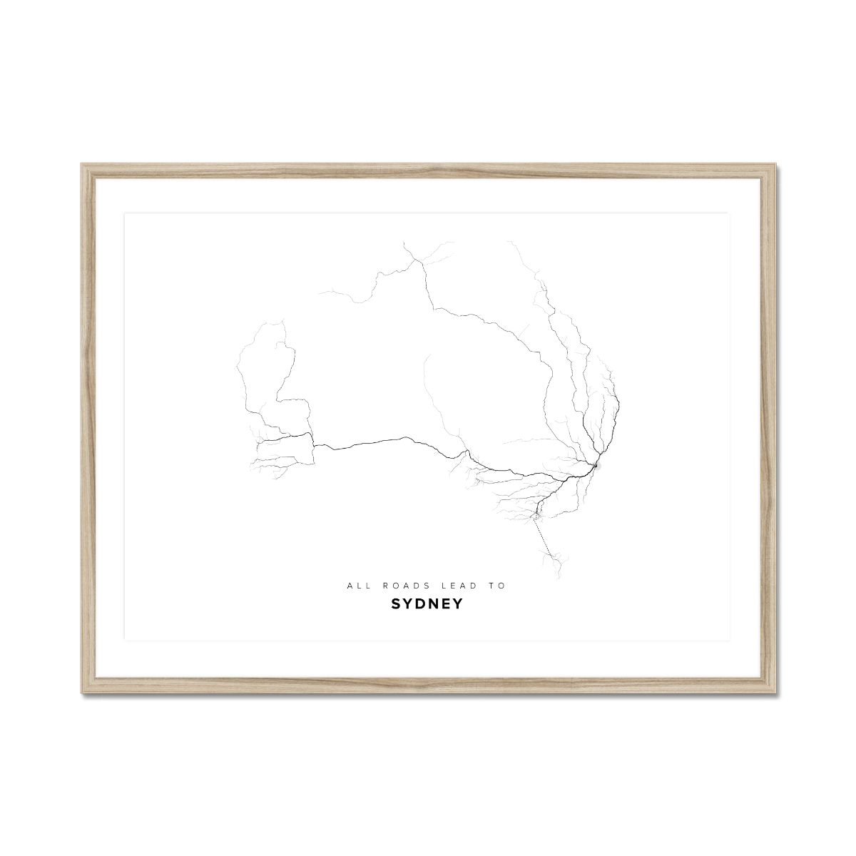 All roads lead to Sydney (Australia) Fine Art Map Print