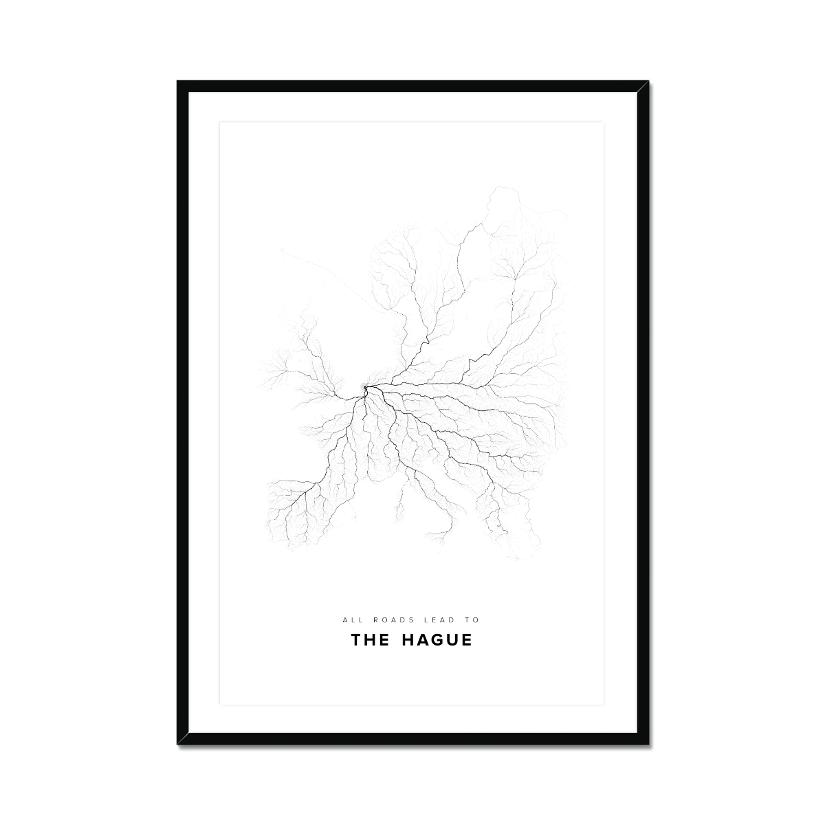 All roads lead to The Hague (Netherlands) Fine Art Map Print