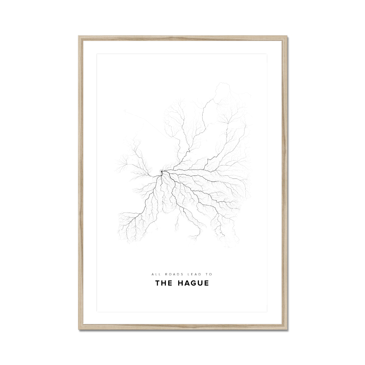 All roads lead to The Hague (Netherlands) Fine Art Map Print
