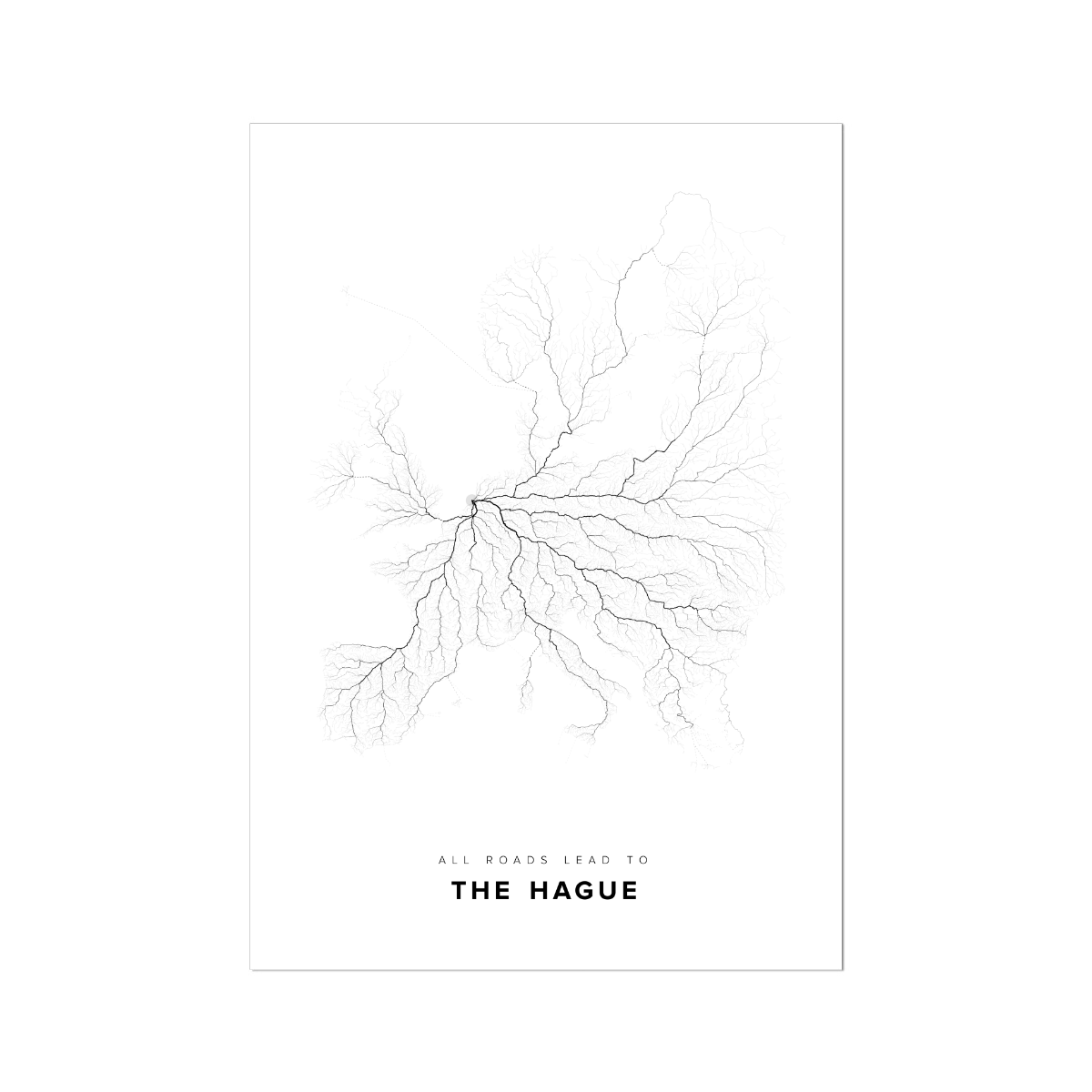 All roads lead to The Hague (Netherlands) Fine Art Map Print