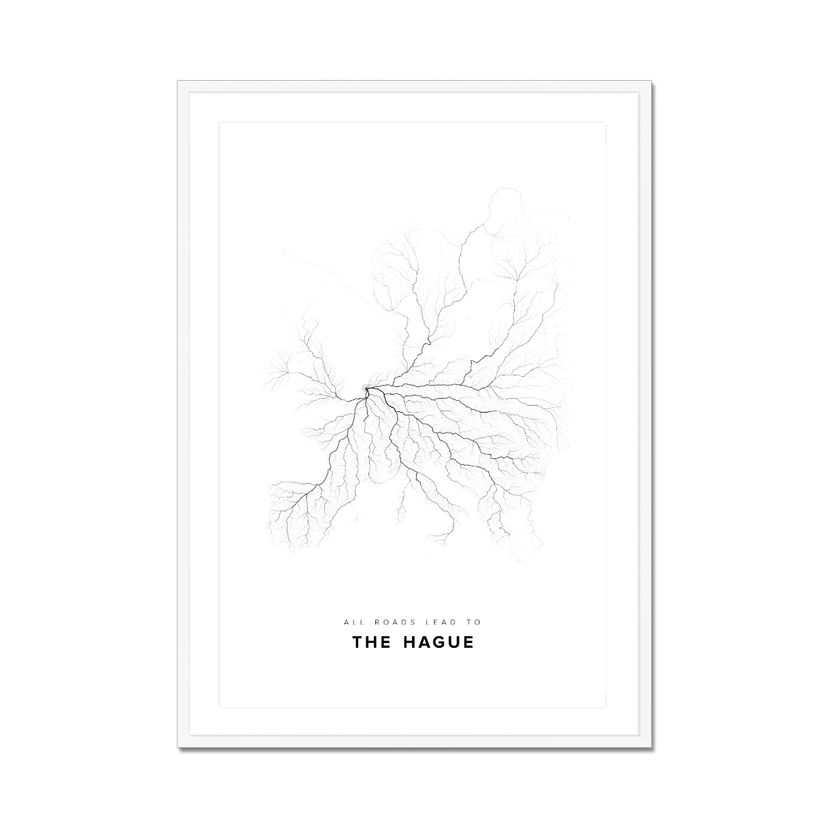All roads lead to The Hague (Netherlands) Fine Art Map Print