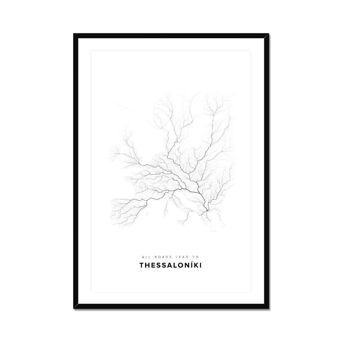 All roads lead to Thessaloníki (Greece) Fine Art Map Print