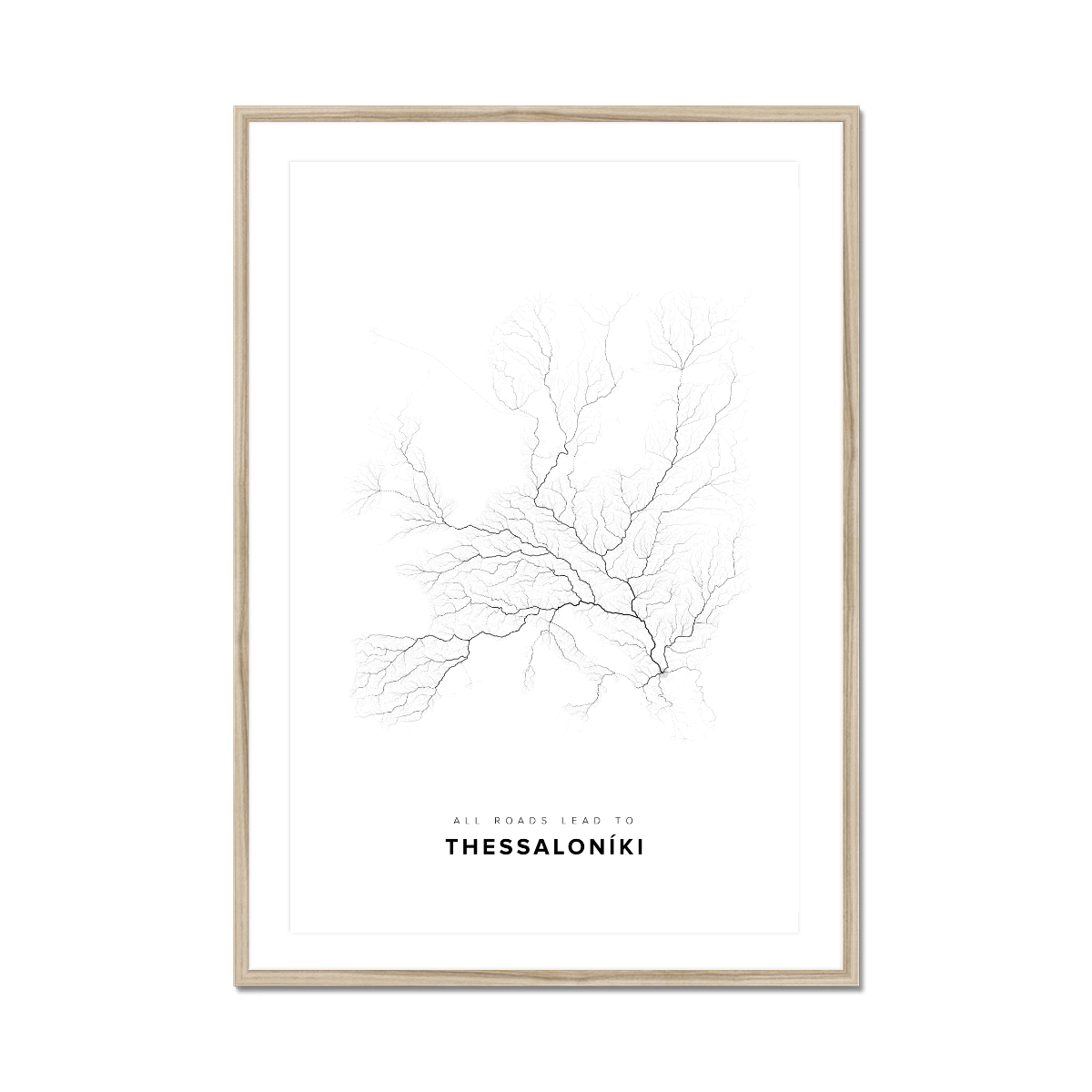 All roads lead to Thessaloníki (Greece) Fine Art Map Print