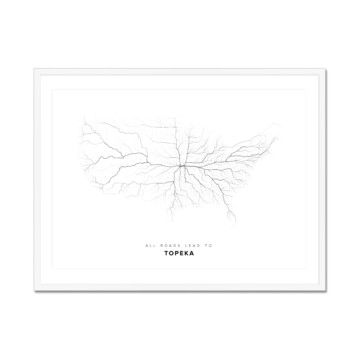 All roads lead to Topeka (United States of America) Fine Art Map Print