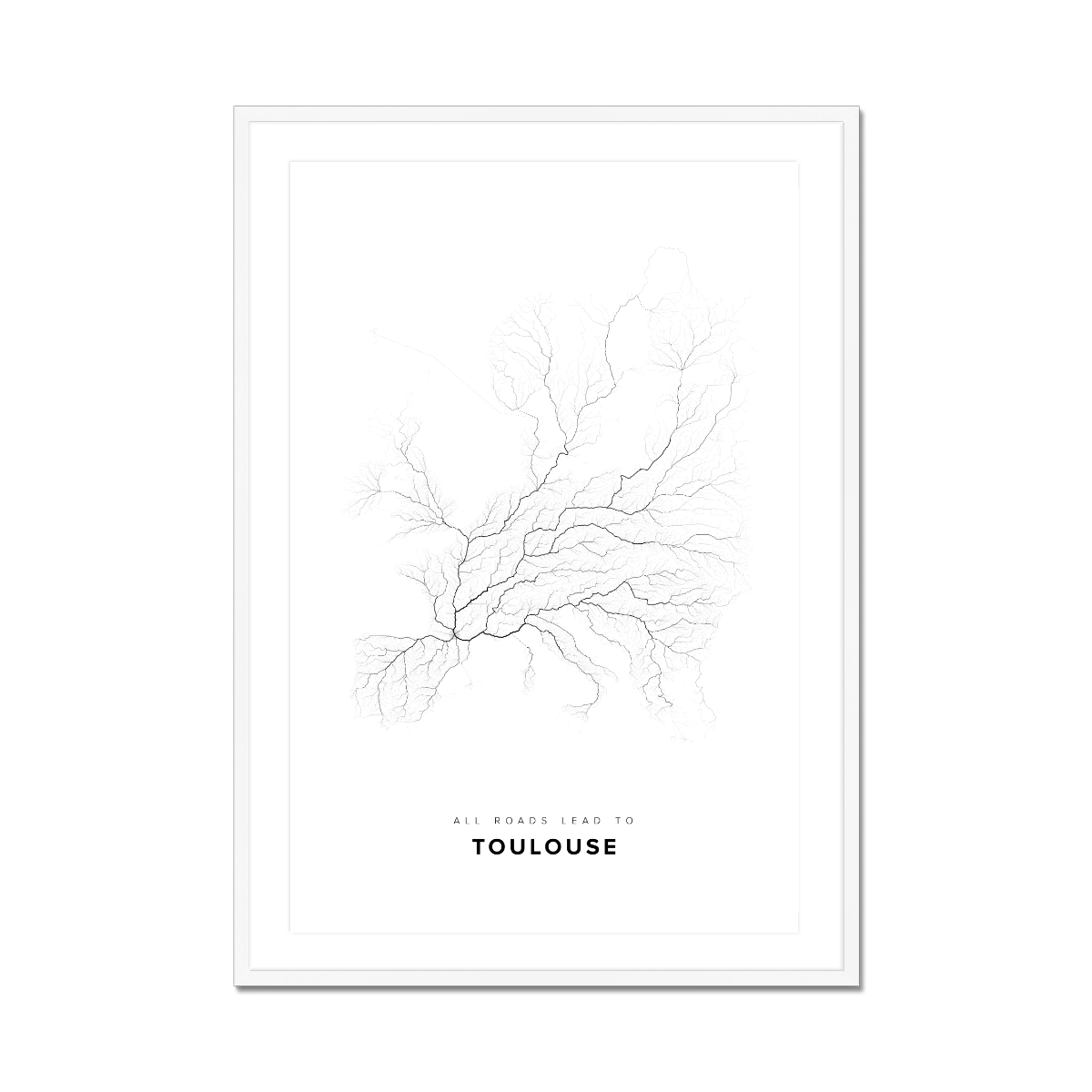 All roads lead to Toulouse (France) Fine Art Map Print