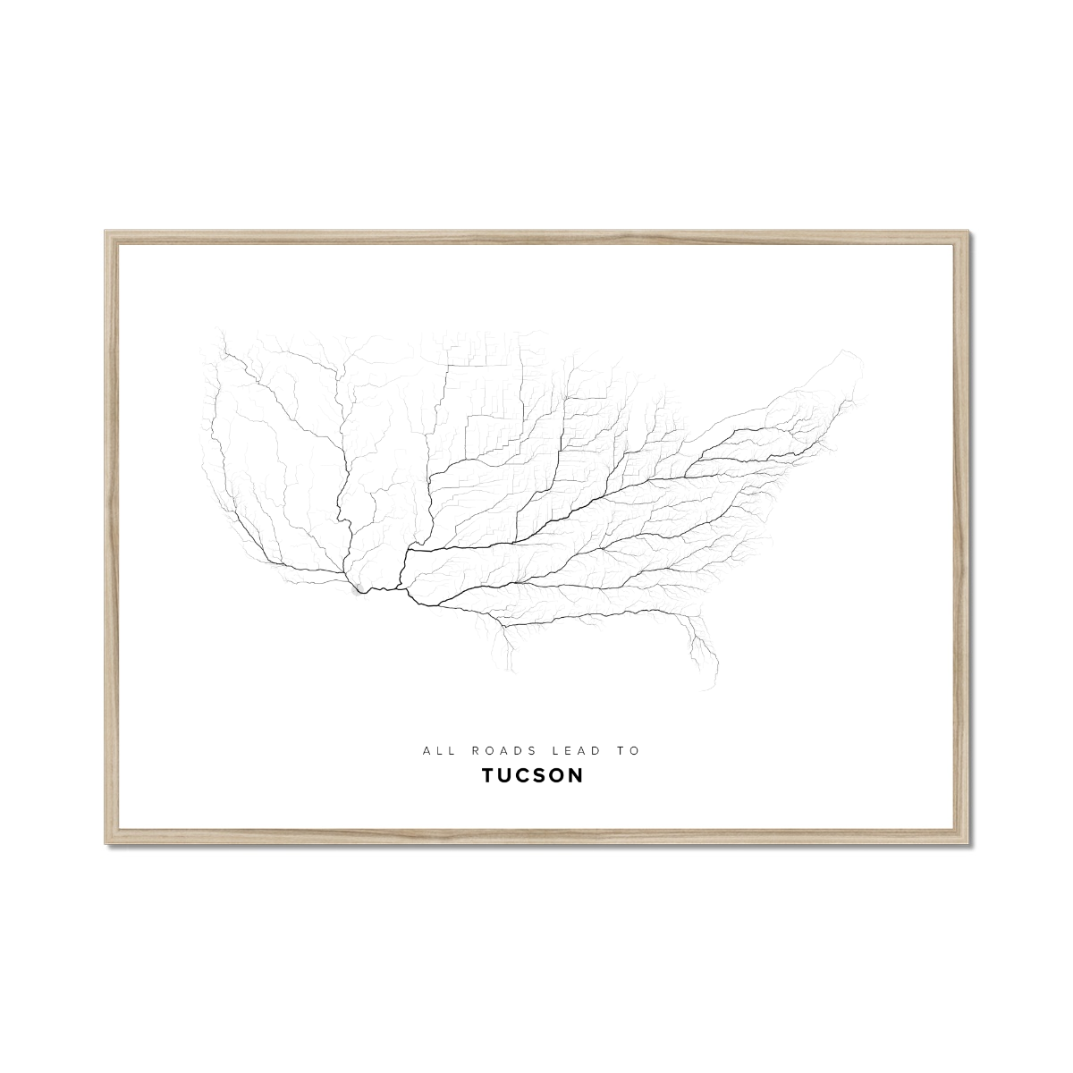 All roads lead to Tucson (United States of America) Fine Art Map Print