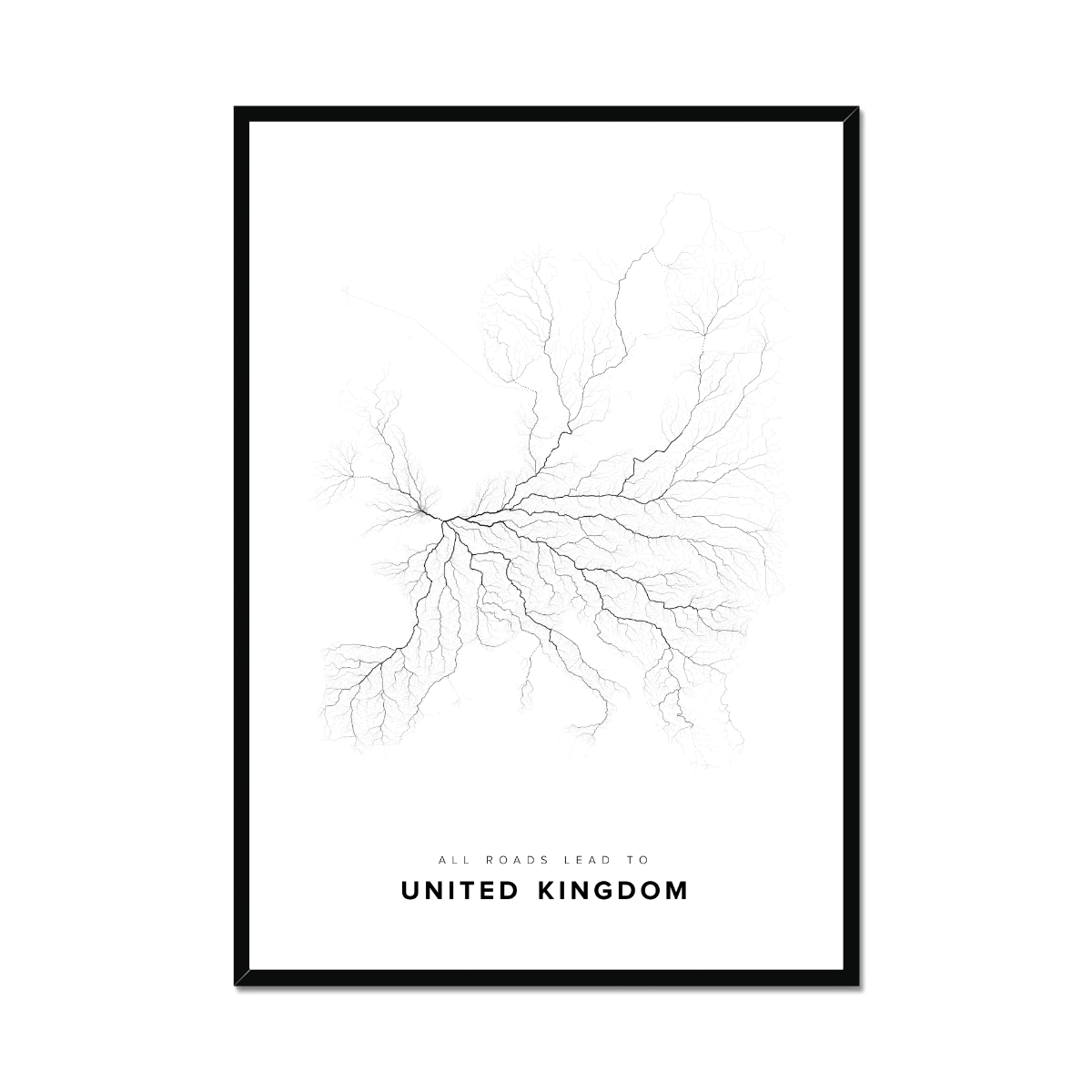All roads lead to United Kingdom Fine Art Map Print