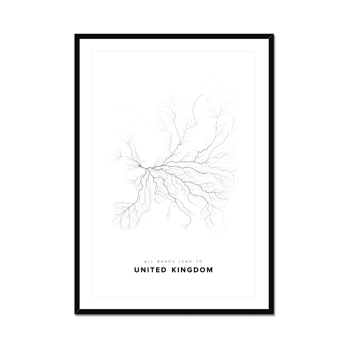 All roads lead to United Kingdom Fine Art Map Print