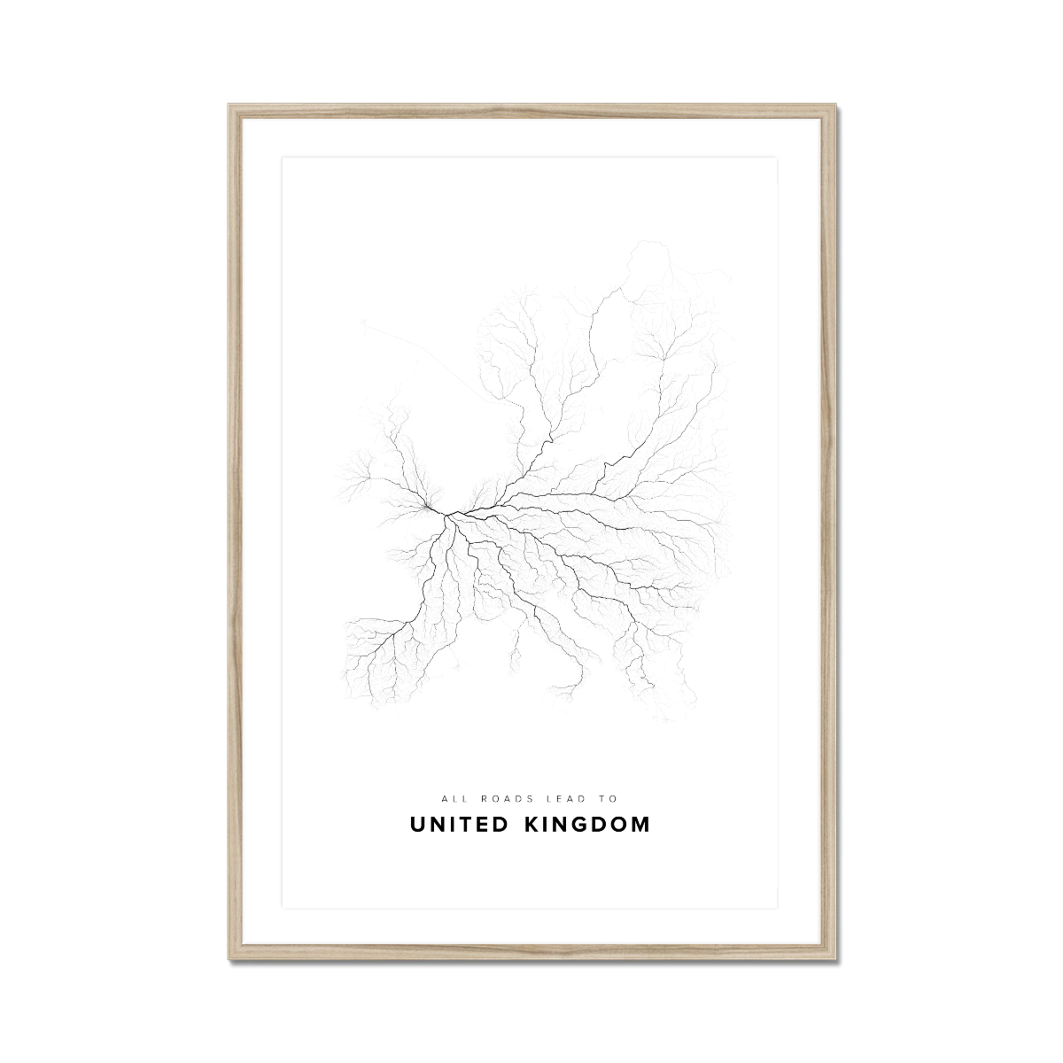 All roads lead to United Kingdom Fine Art Map Print