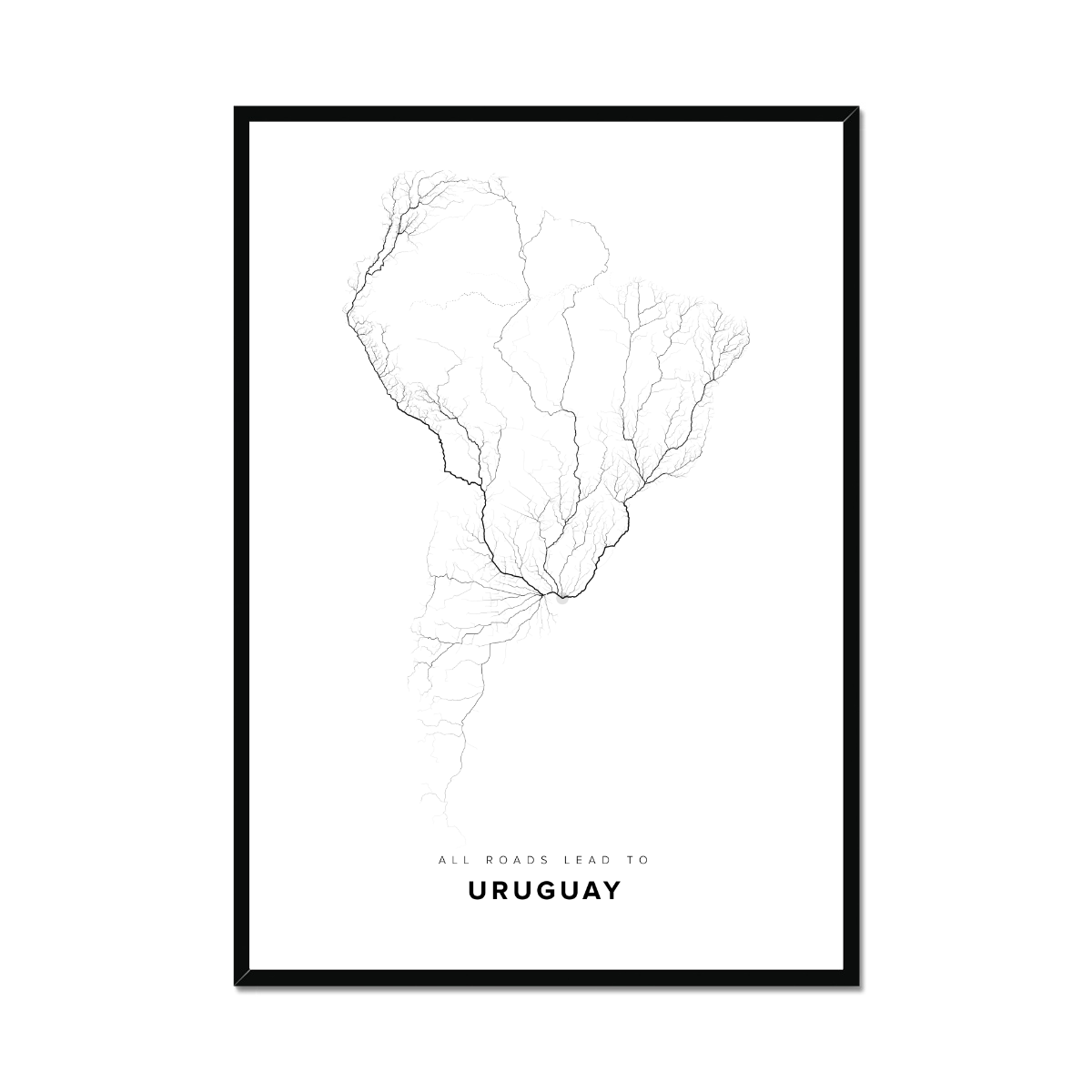 All roads lead to Uruguay Fine Art Map Print