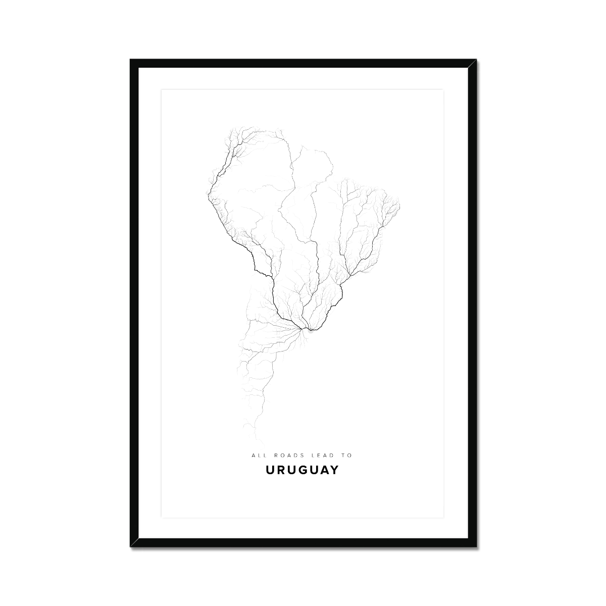 All roads lead to Uruguay Fine Art Map Print