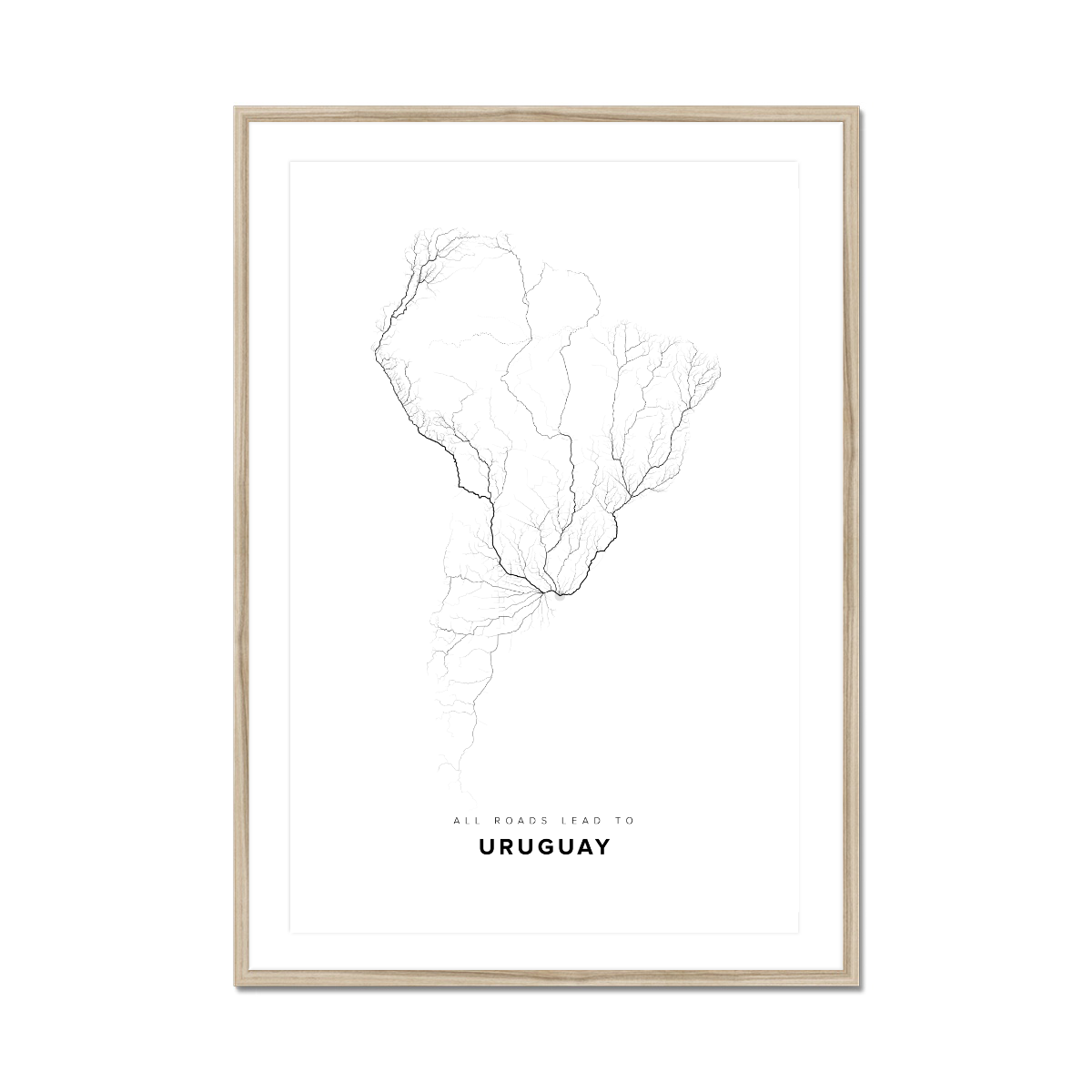 All roads lead to Uruguay Fine Art Map Print