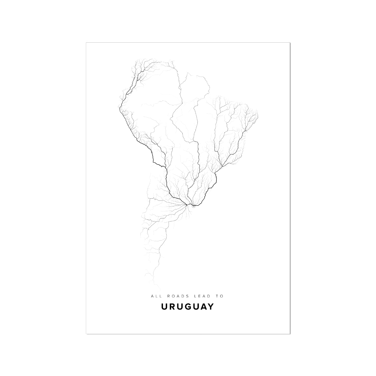 All roads lead to Uruguay Fine Art Map Print