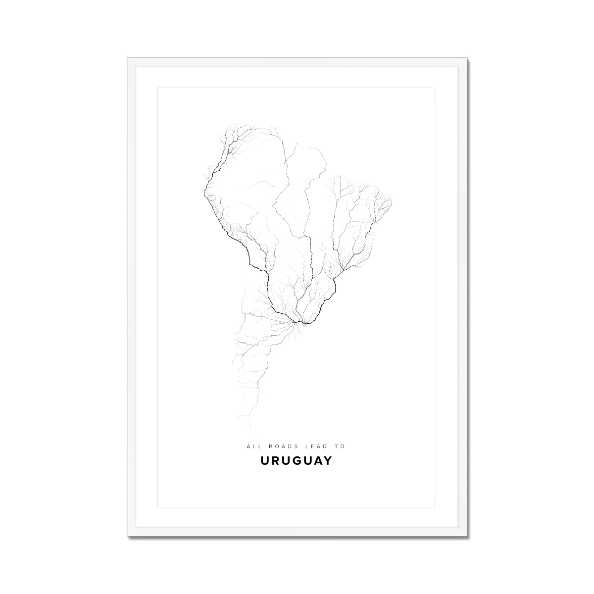 All roads lead to Uruguay Fine Art Map Print
