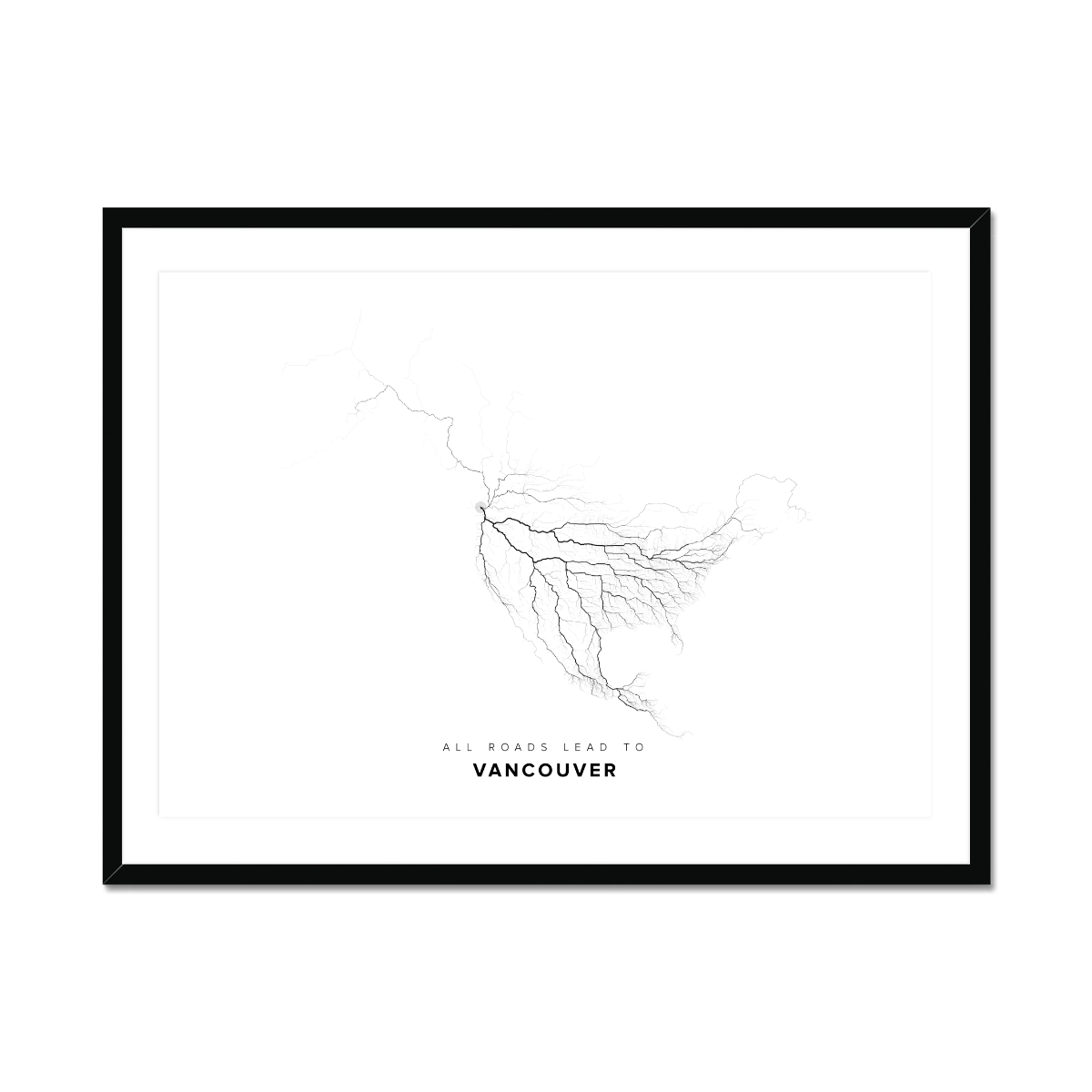 All roads lead to Vancouver (Canada) Fine Art Map Print
