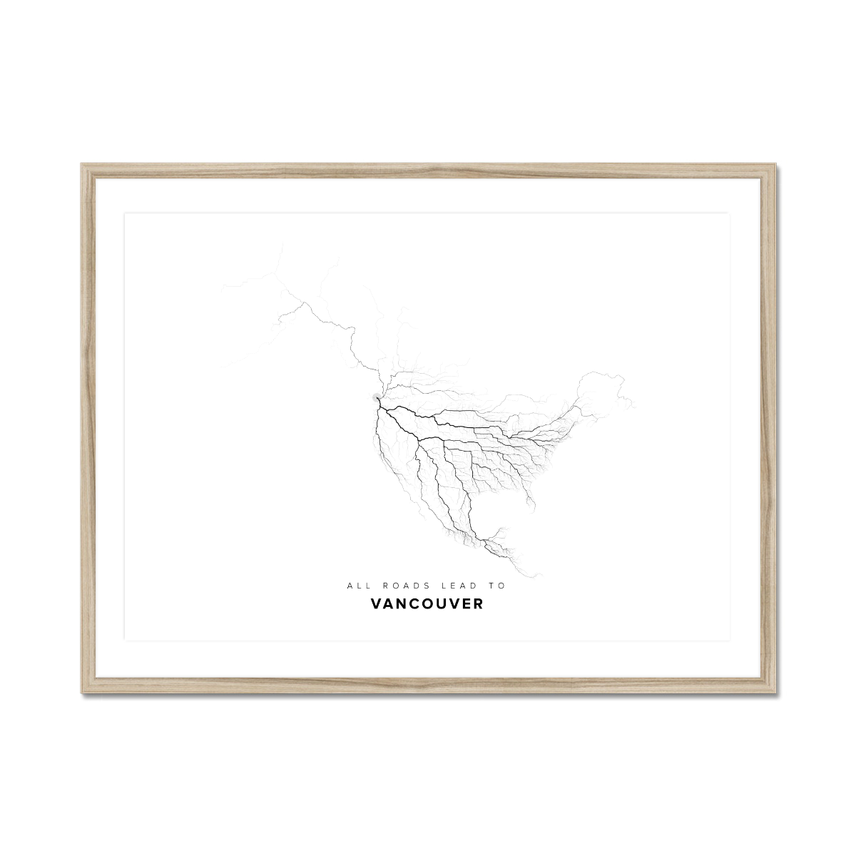All roads lead to Vancouver (Canada) Fine Art Map Print