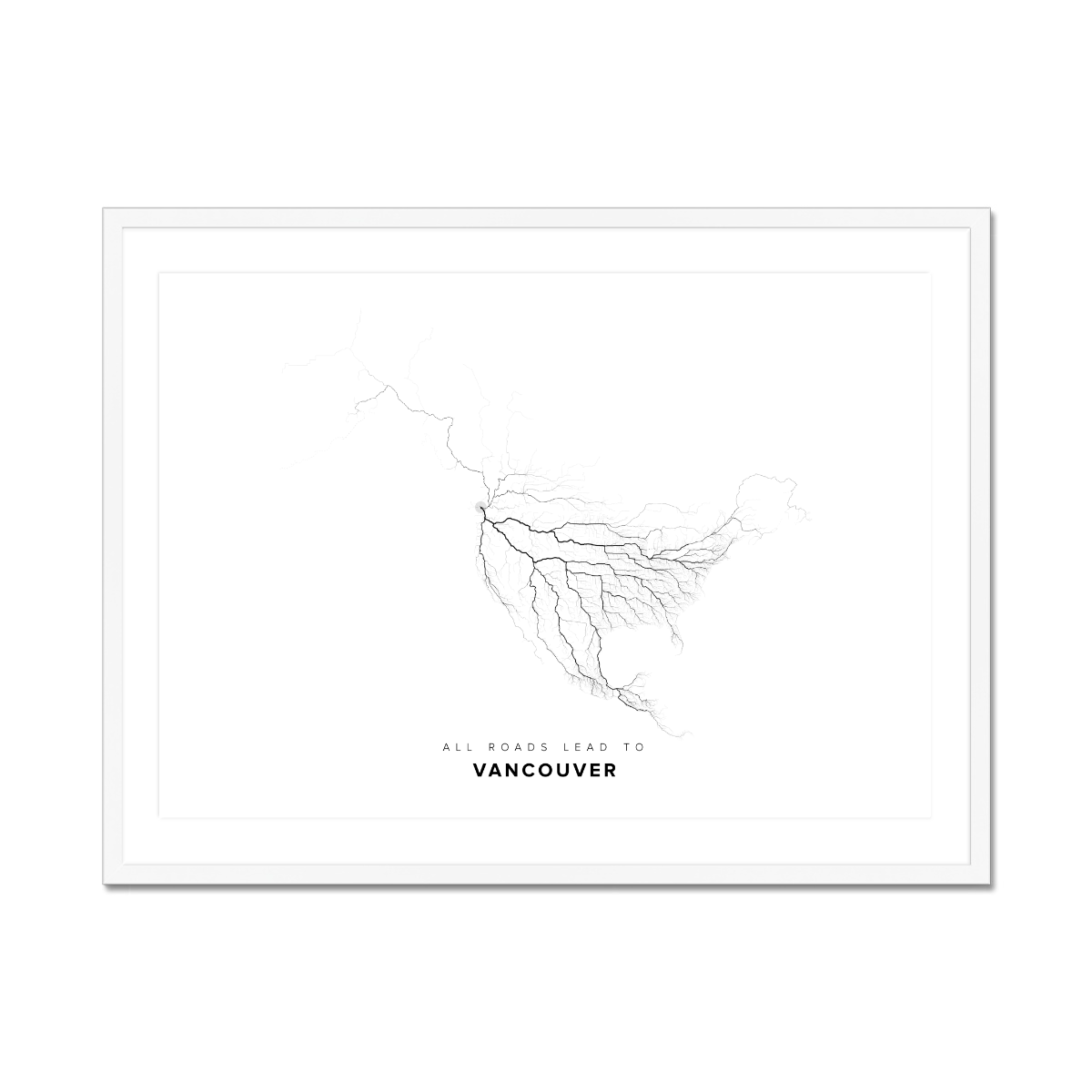 All roads lead to Vancouver (Canada) Fine Art Map Print
