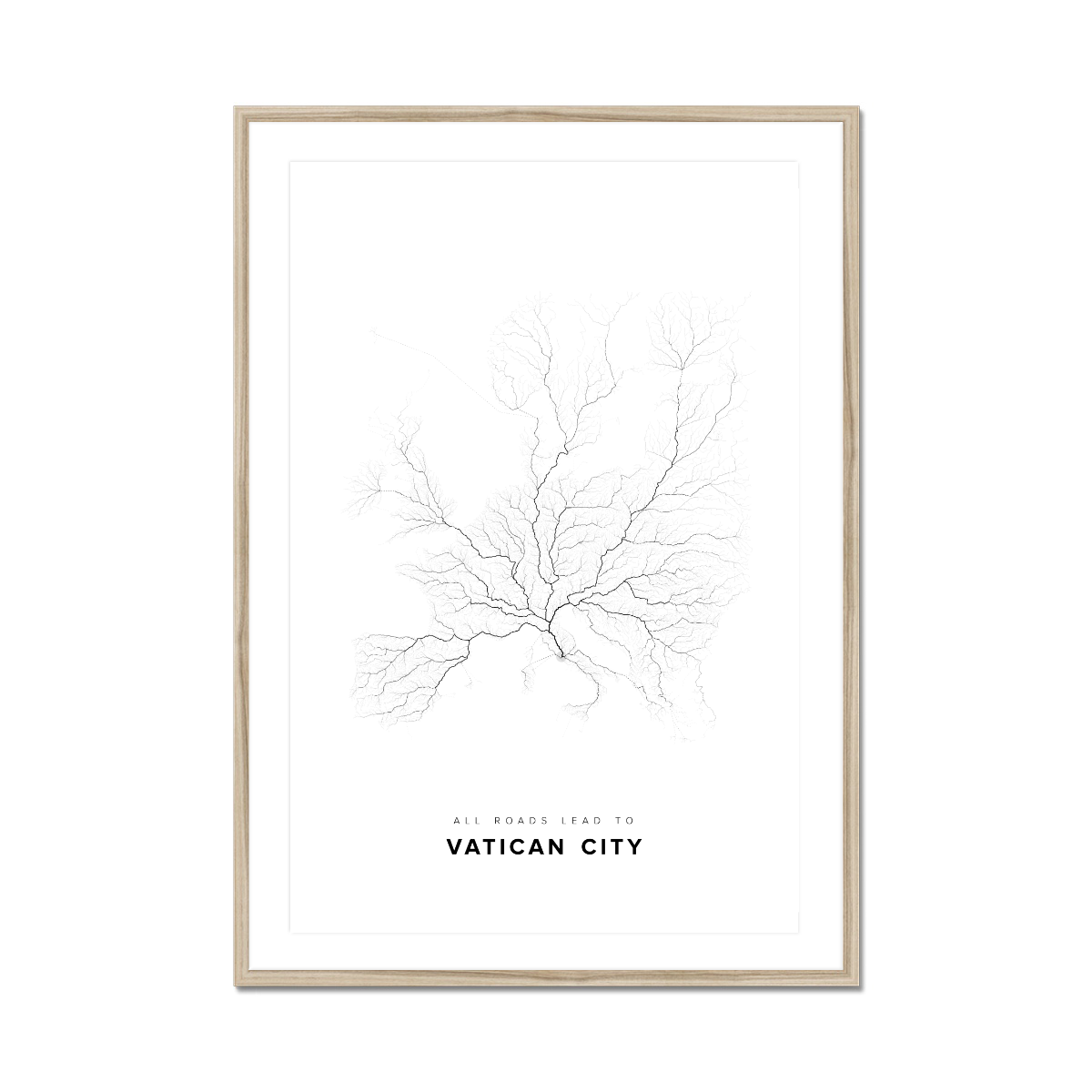All roads lead to Vatican City (Holy See) Fine Art Map Print