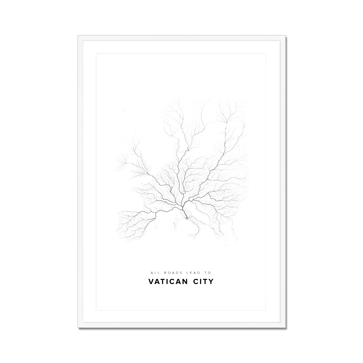 All roads lead to Vatican City (Holy See) Fine Art Map Print