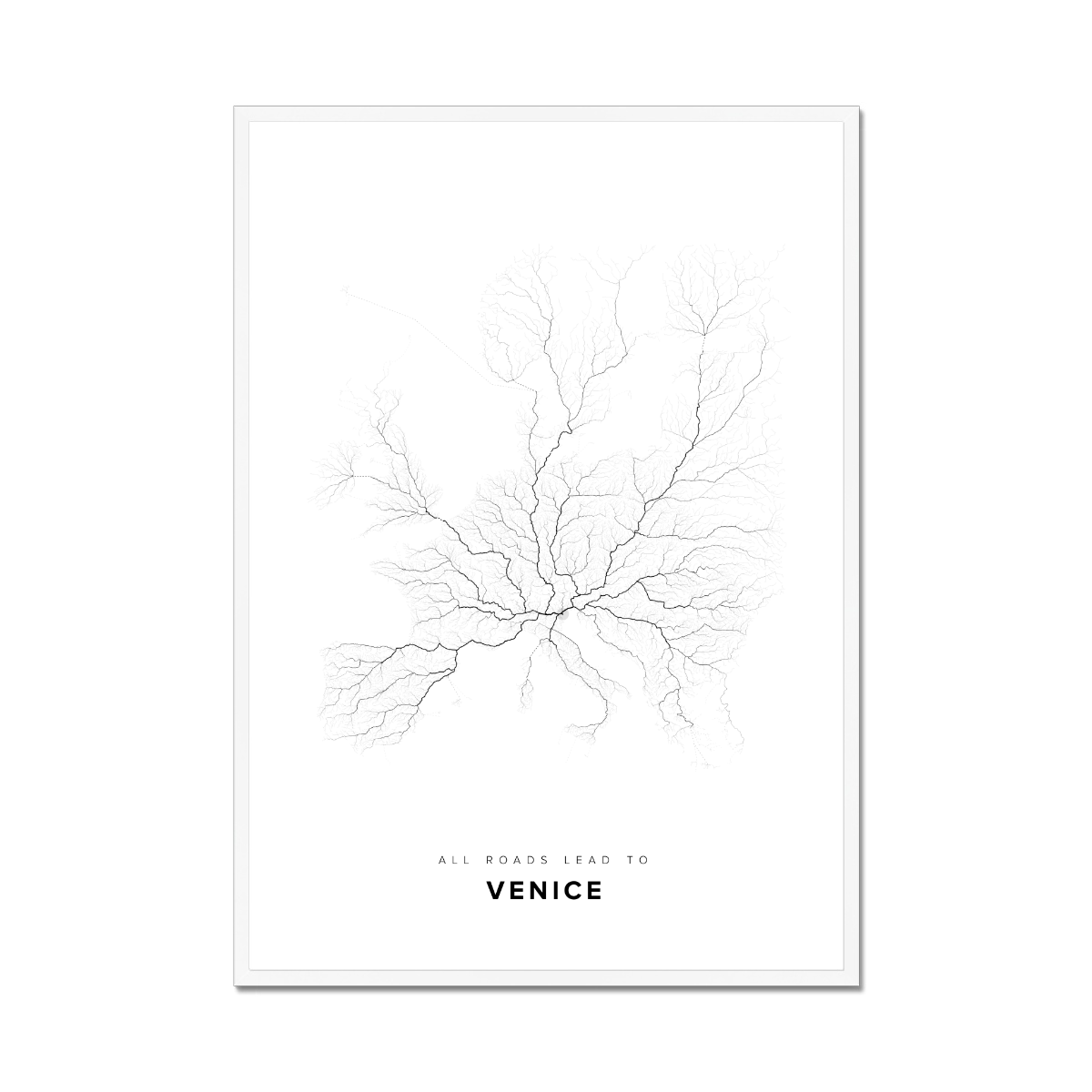 All roads lead to Venice (Italy) Fine Art Map Print