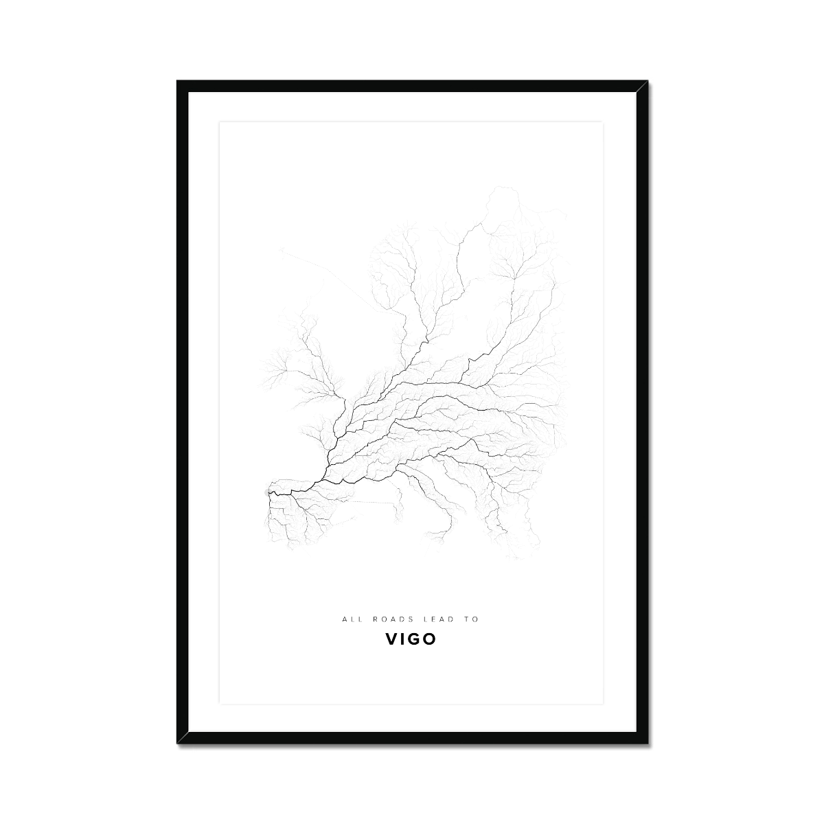 All roads lead to Vigo (Spain) Fine Art Map Print