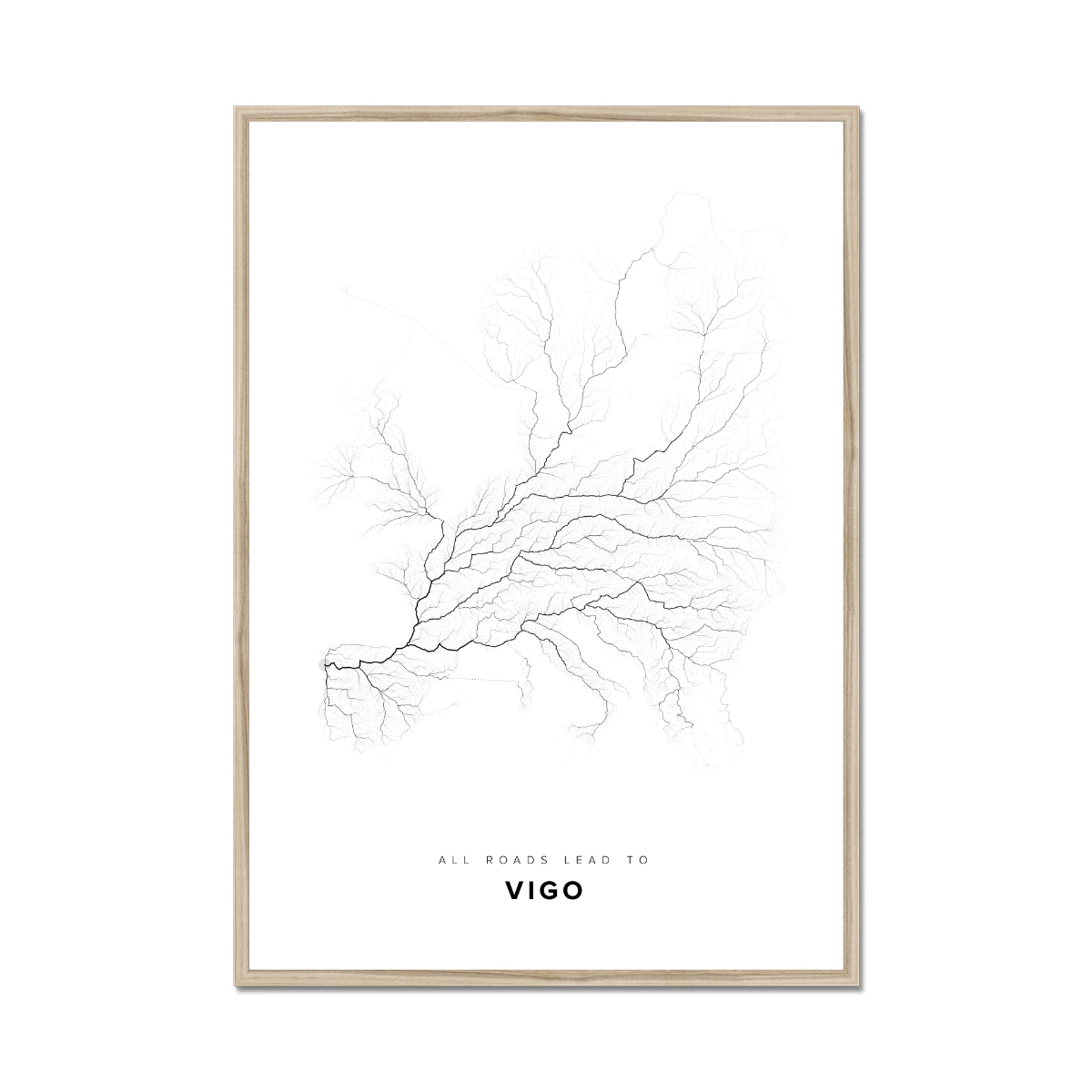 All roads lead to Vigo (Spain) Fine Art Map Print