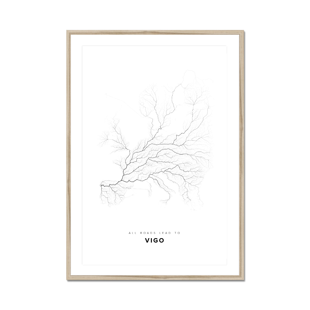 All roads lead to Vigo (Spain) Fine Art Map Print