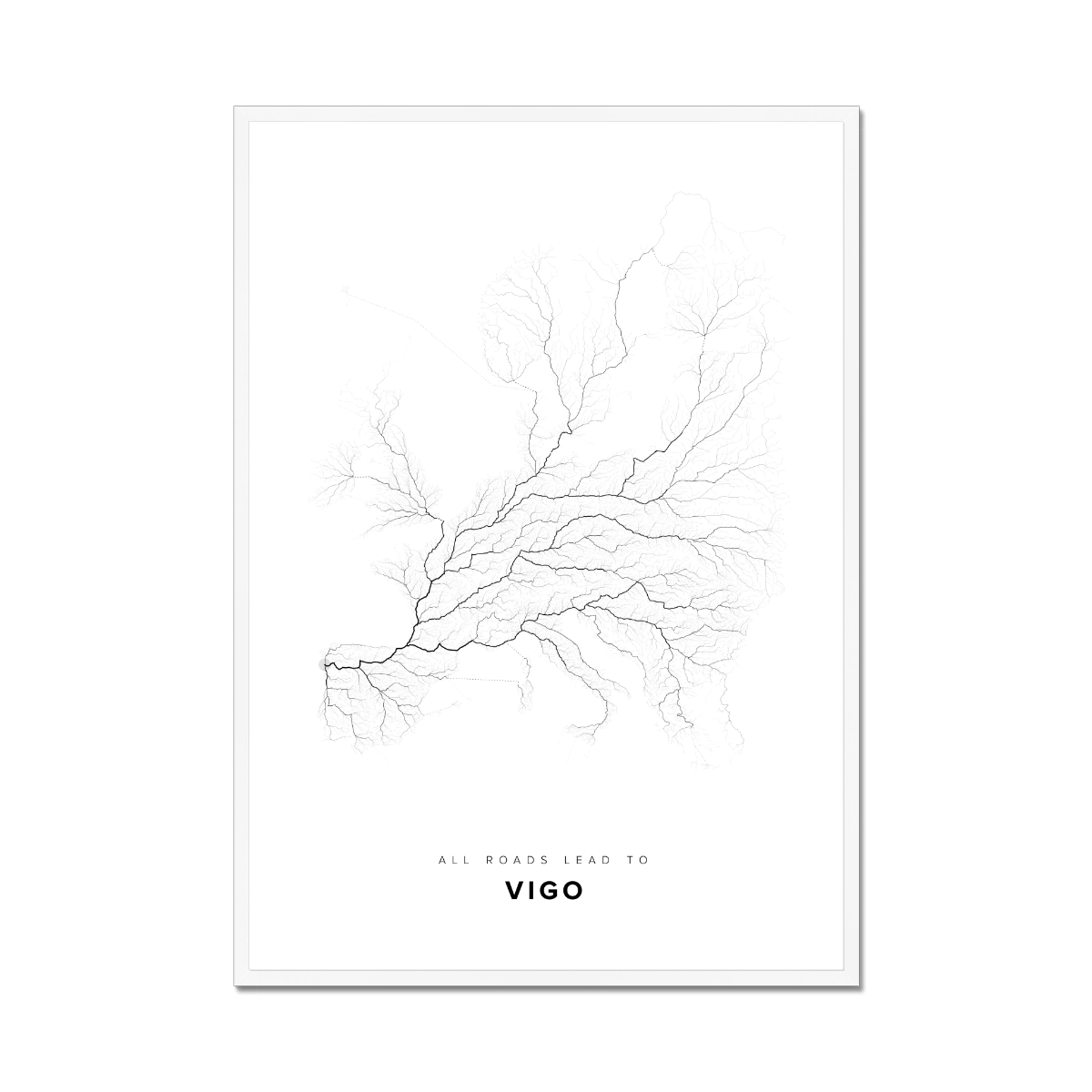 All roads lead to Vigo (Spain) Fine Art Map Print
