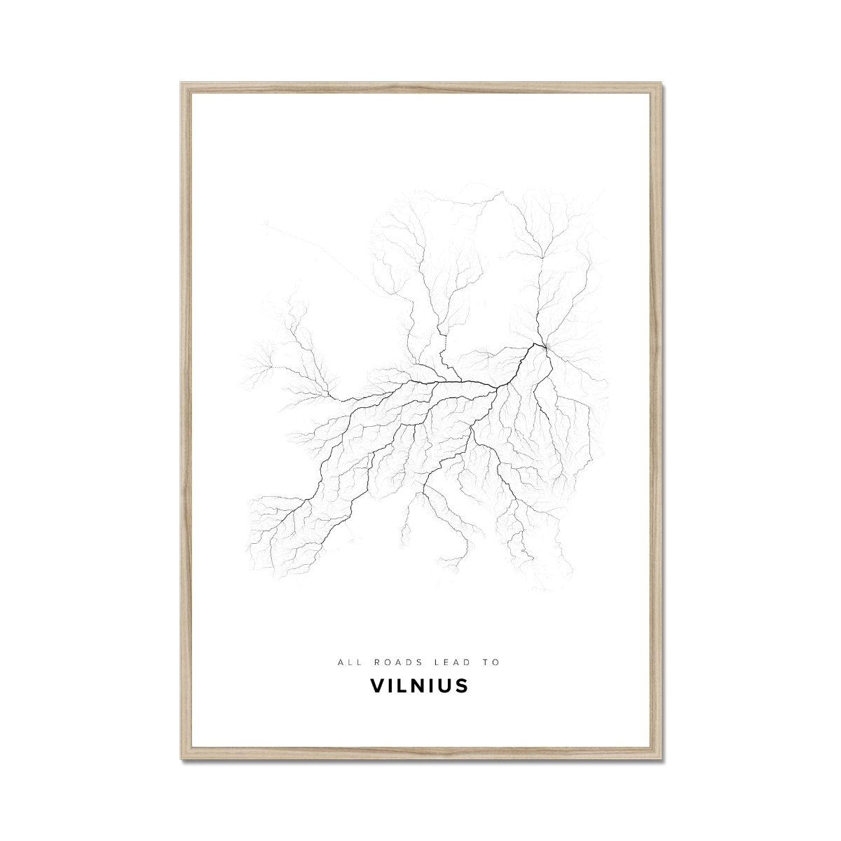All roads lead to Vilnius (Lithuania) Fine Art Map Print