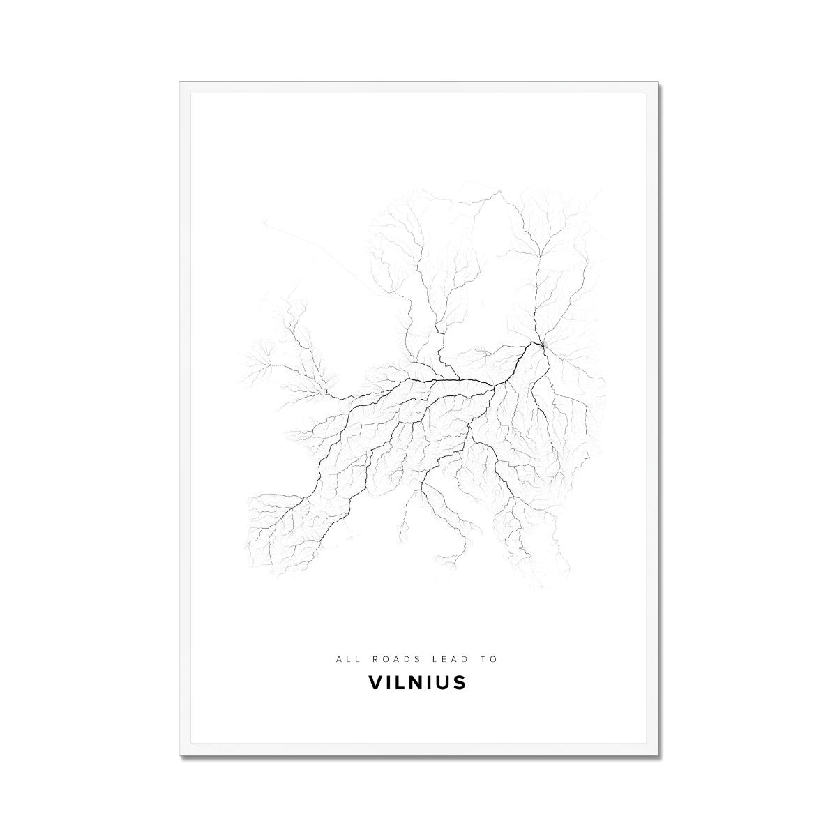 All roads lead to Vilnius (Lithuania) Fine Art Map Print