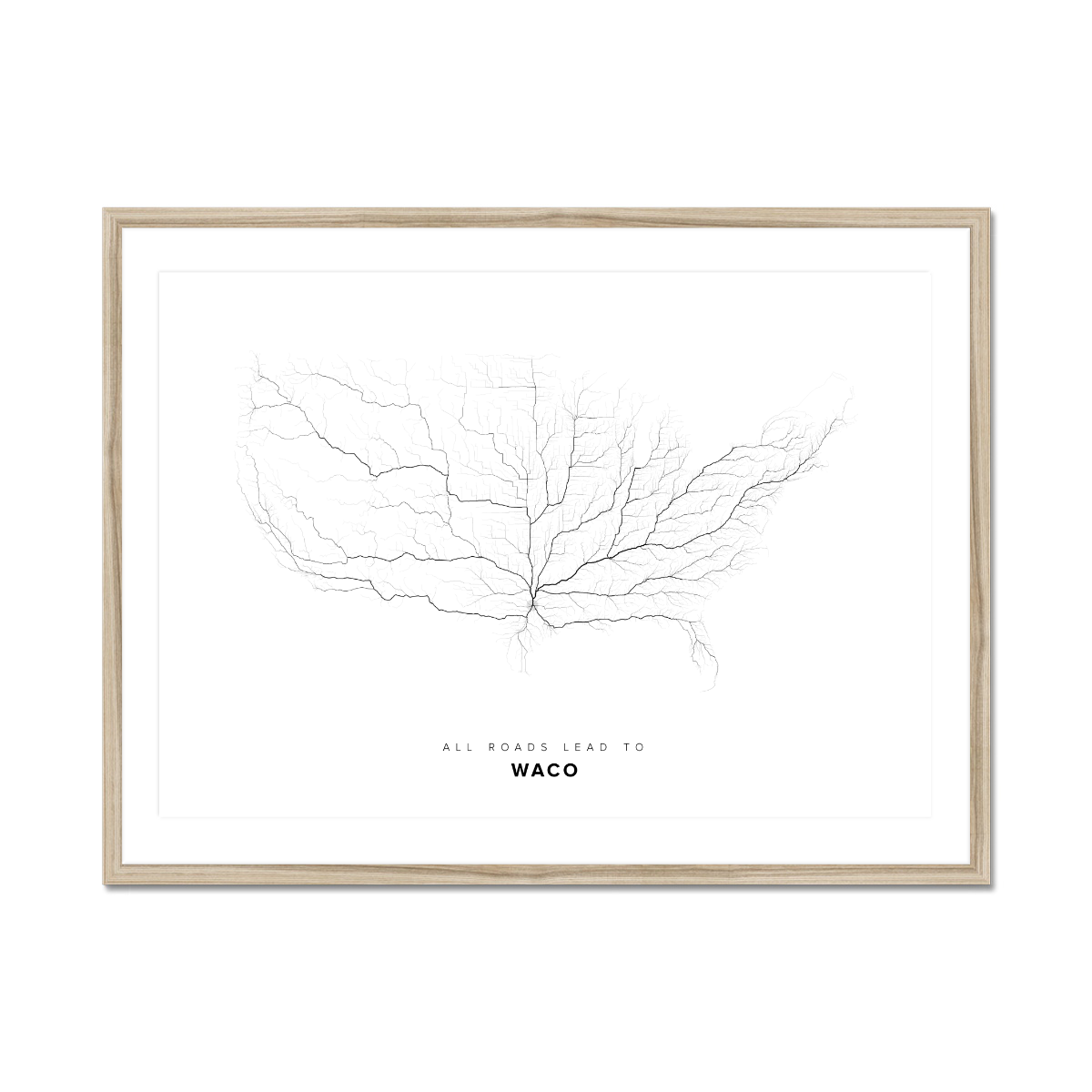All roads lead to Waco (United States of America) Fine Art Map Print
