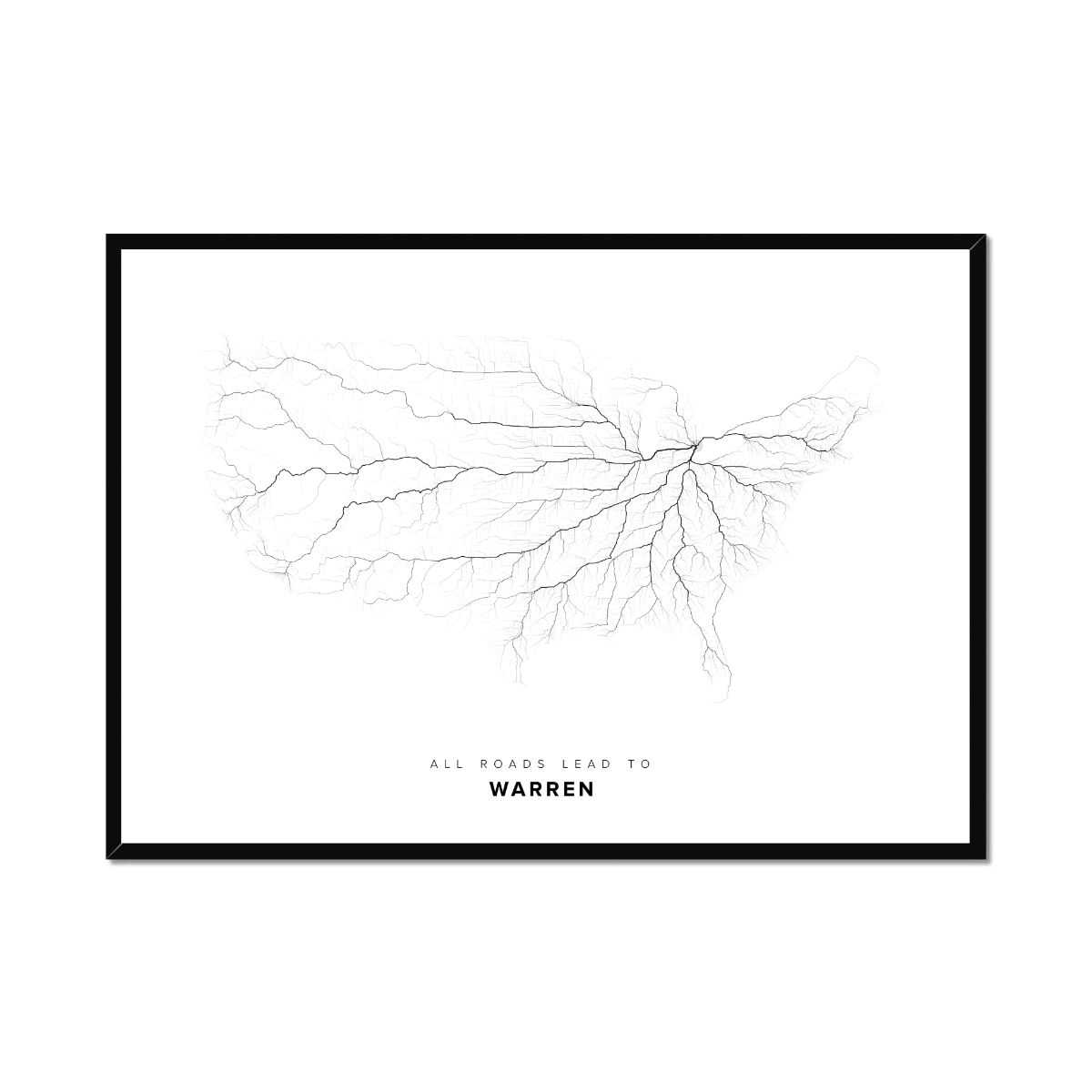 All roads lead to Warren (United States of America) Fine Art Map Print