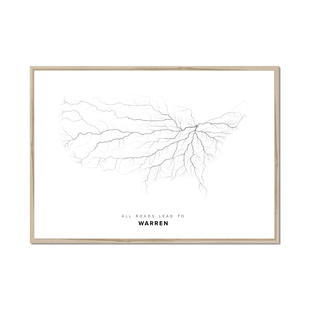 All roads lead to Warren (United States of America) Fine Art Map Print