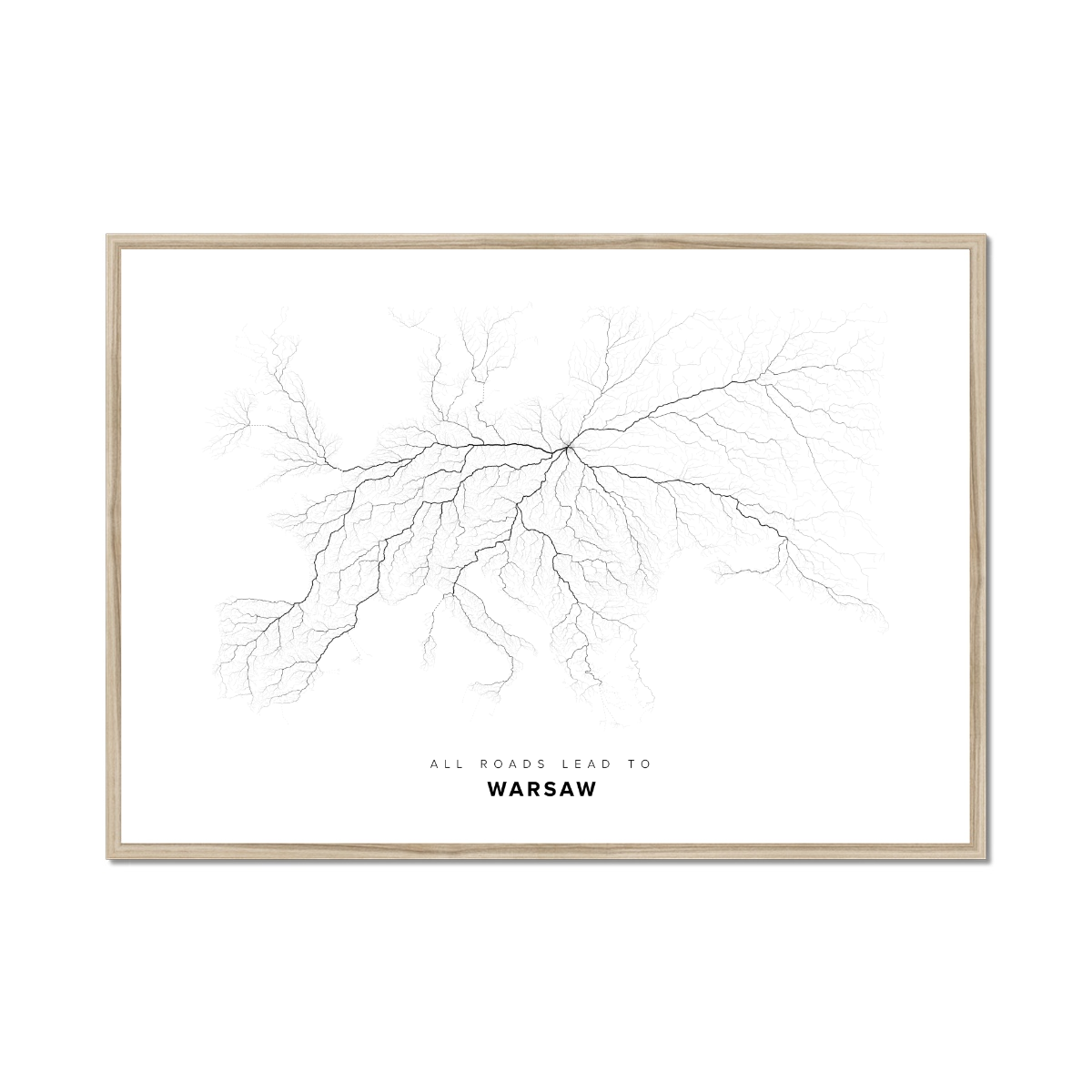 All roads lead to Warsaw (Poland) Fine Art Map Print
