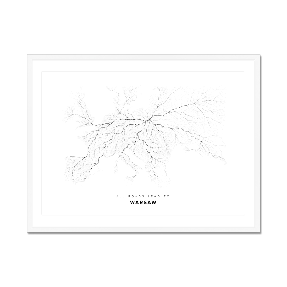 All roads lead to Warsaw (Poland) Fine Art Map Print