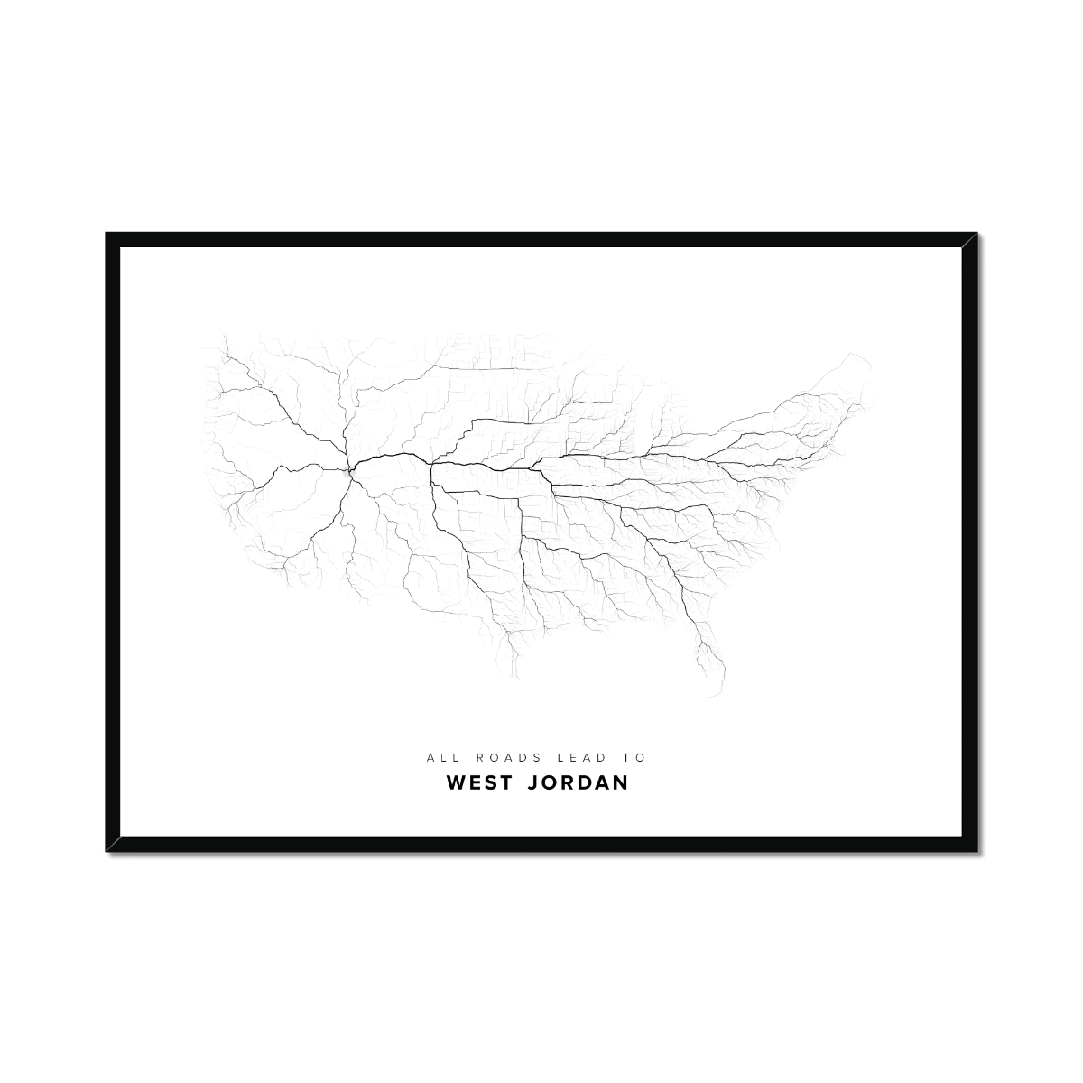 All roads lead to West Jordan (United States of America) Fine Art Map Print