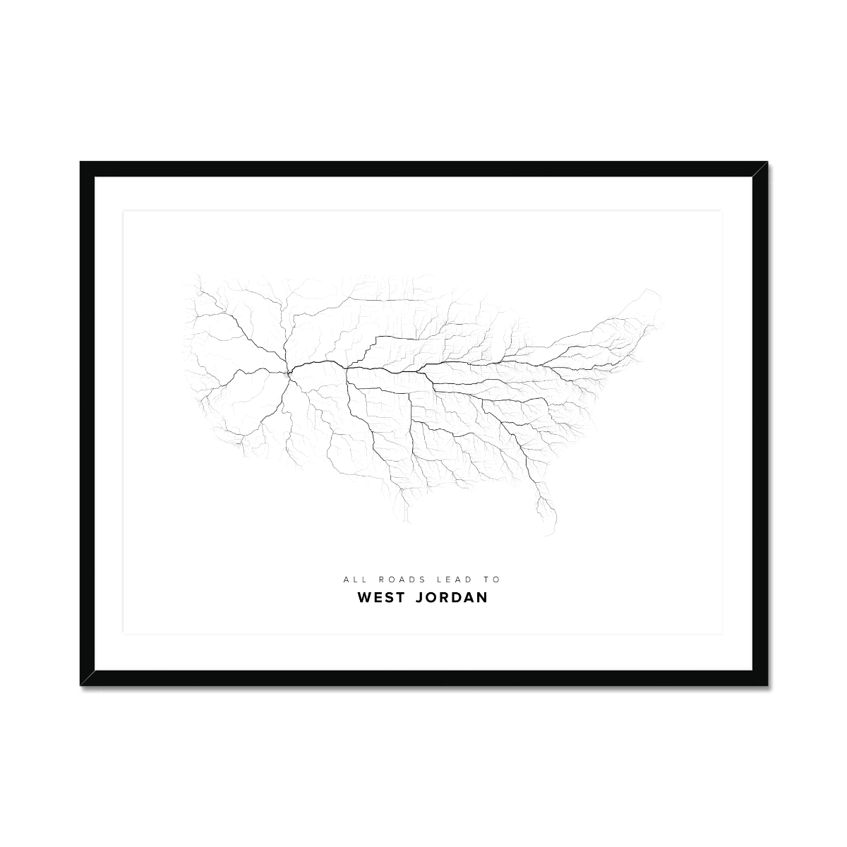 All roads lead to West Jordan (United States of America) Fine Art Map Print