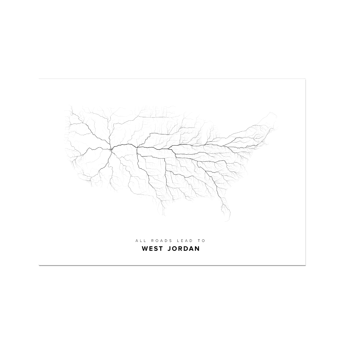 All roads lead to West Jordan (United States of America) Fine Art Map Print