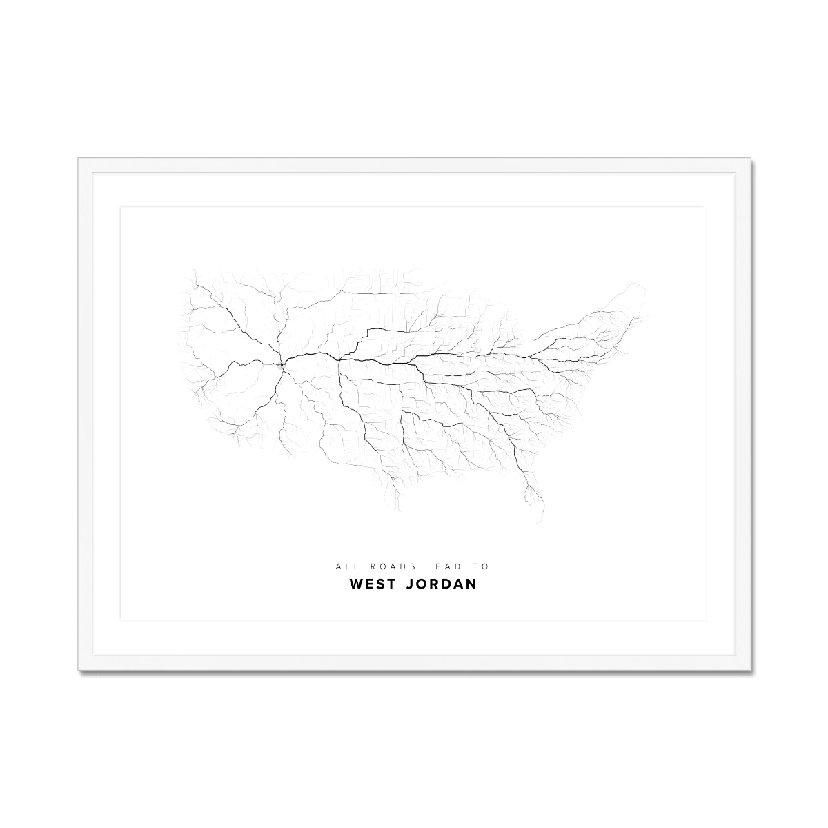 All roads lead to West Jordan (United States of America) Fine Art Map Print